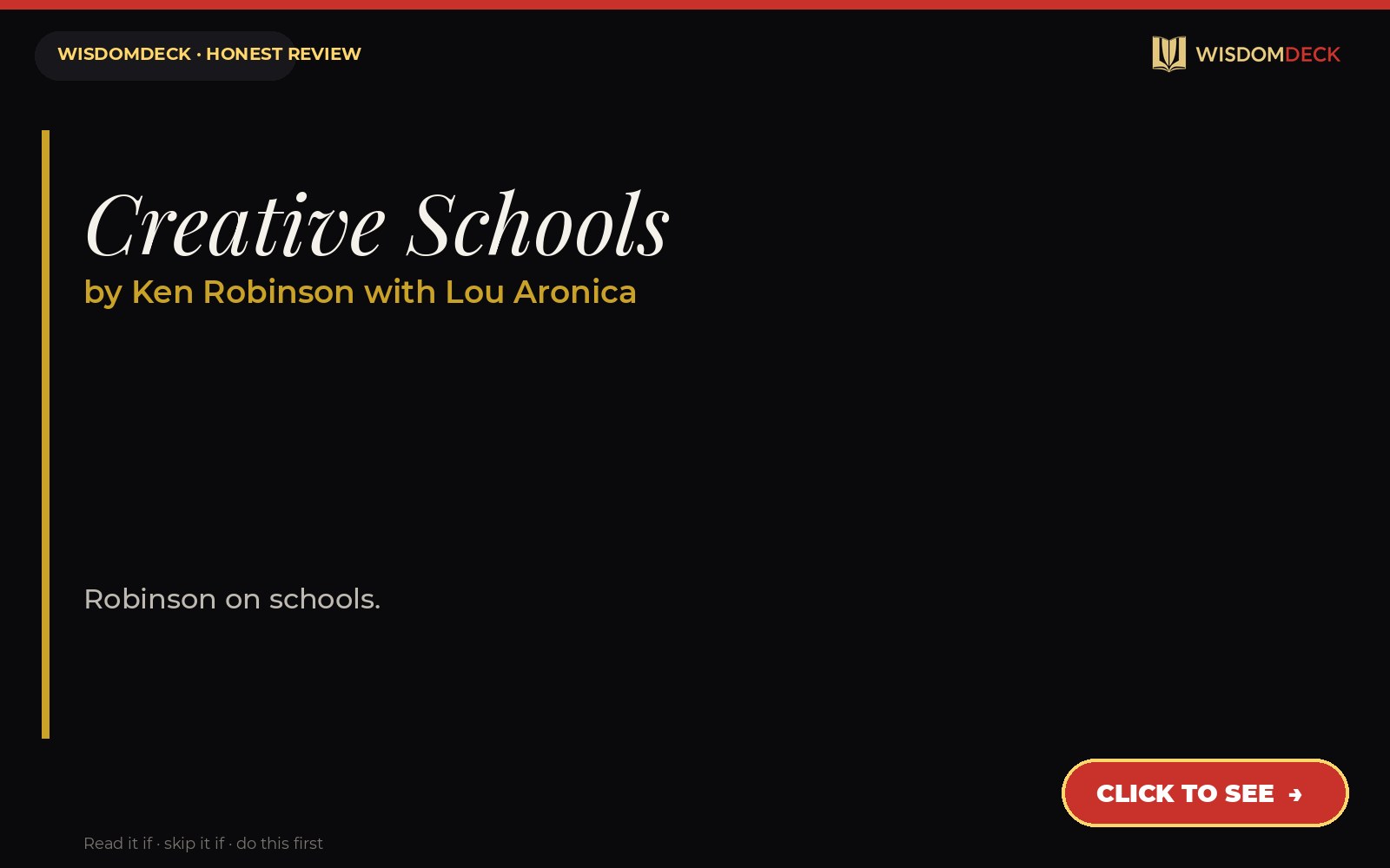 Creative Schools by Ken Robinson with Lou Aronica — WisdomDeck honest review