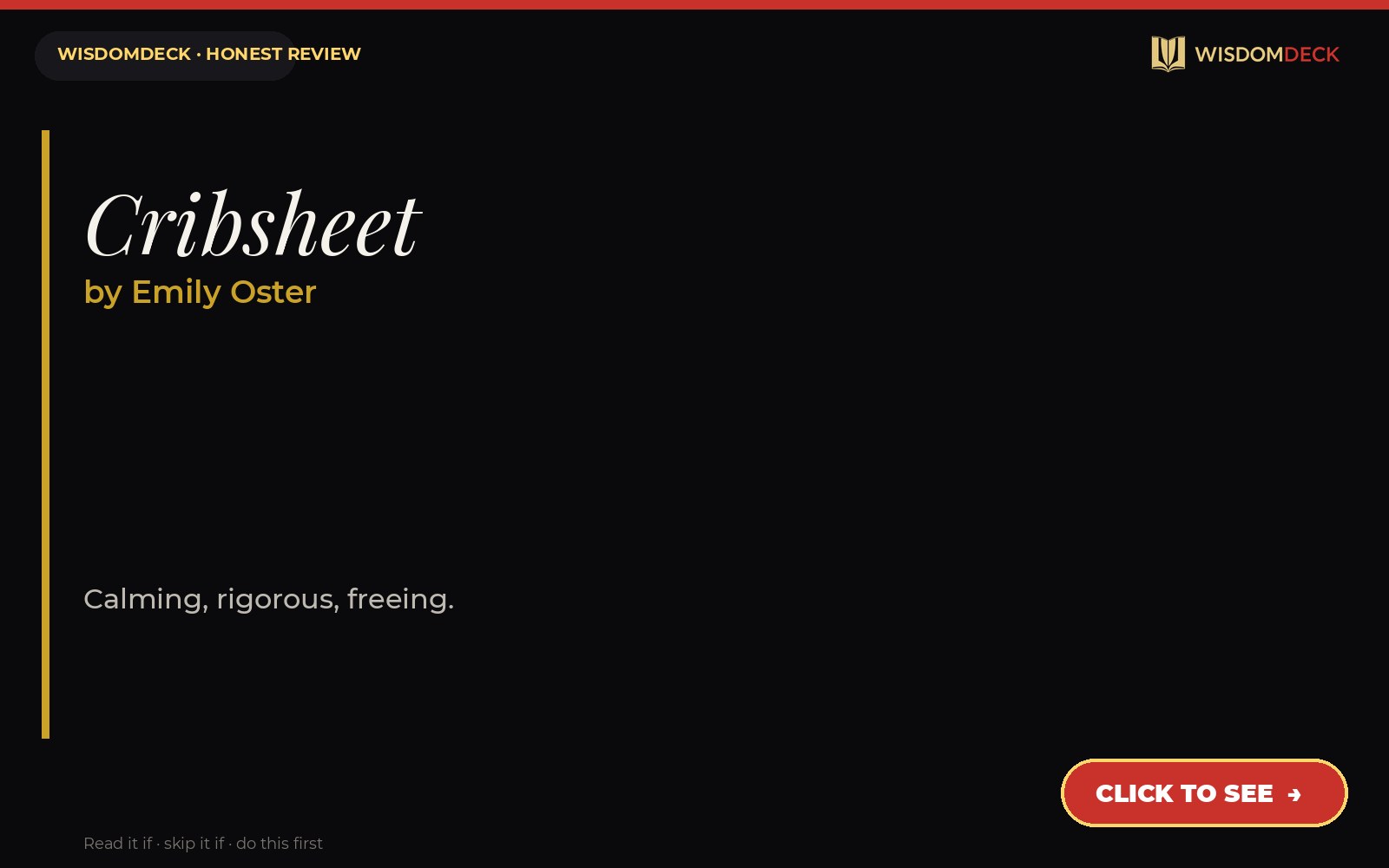 Cribsheet by Emily Oster — WisdomDeck review