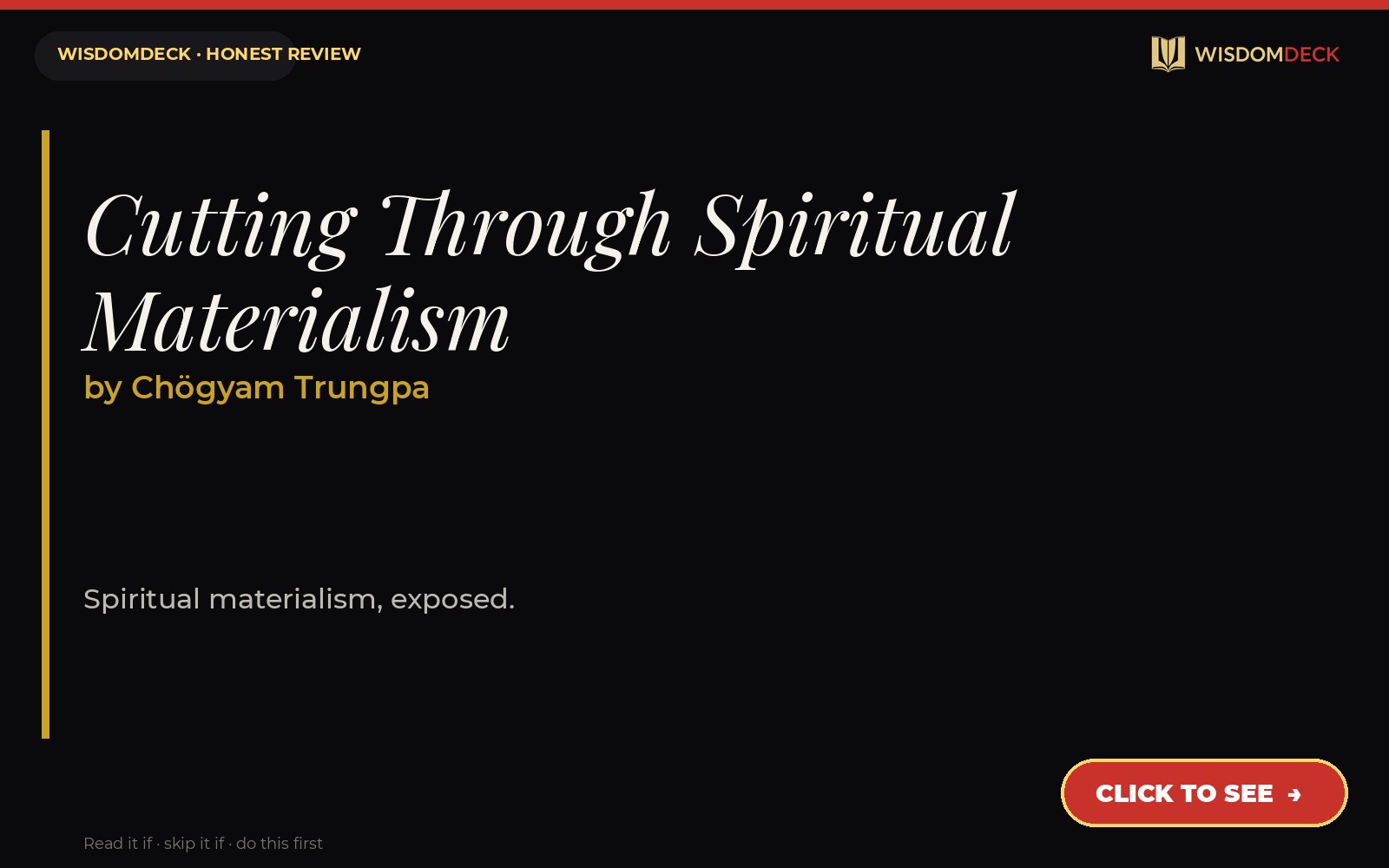 Cutting Through Spiritual Materialism by Chögyam Trungpa — WisdomDeck review