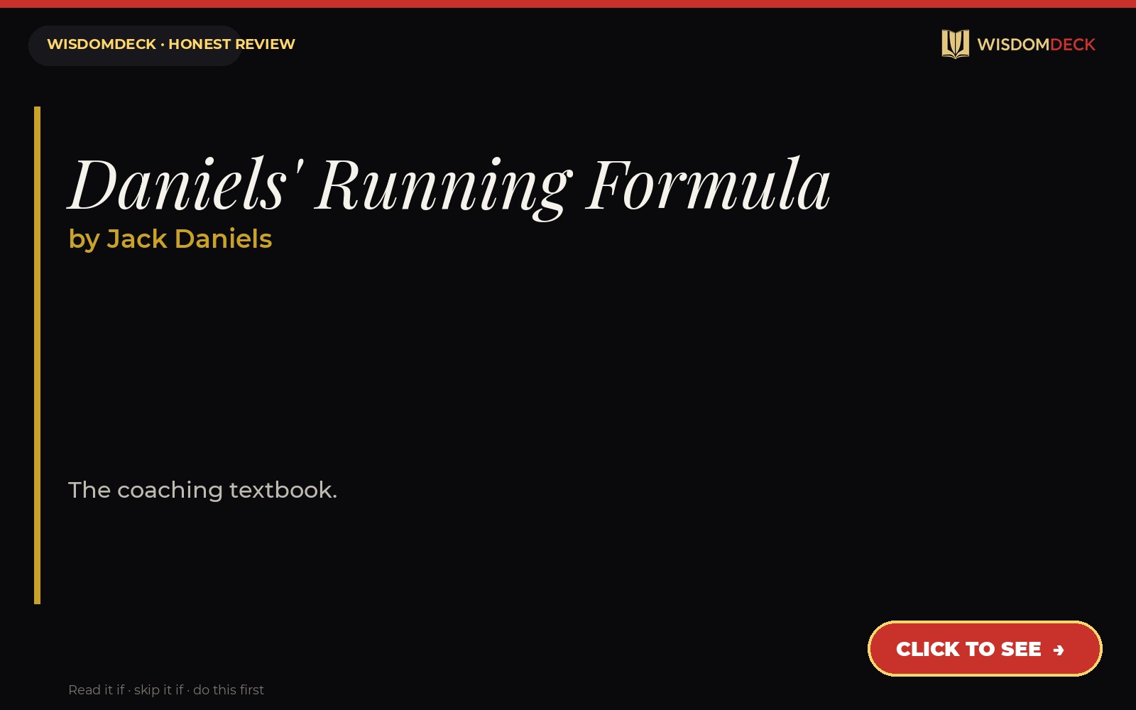 Daniels' Running Formula by Jack Daniels — WisdomDeck honest review