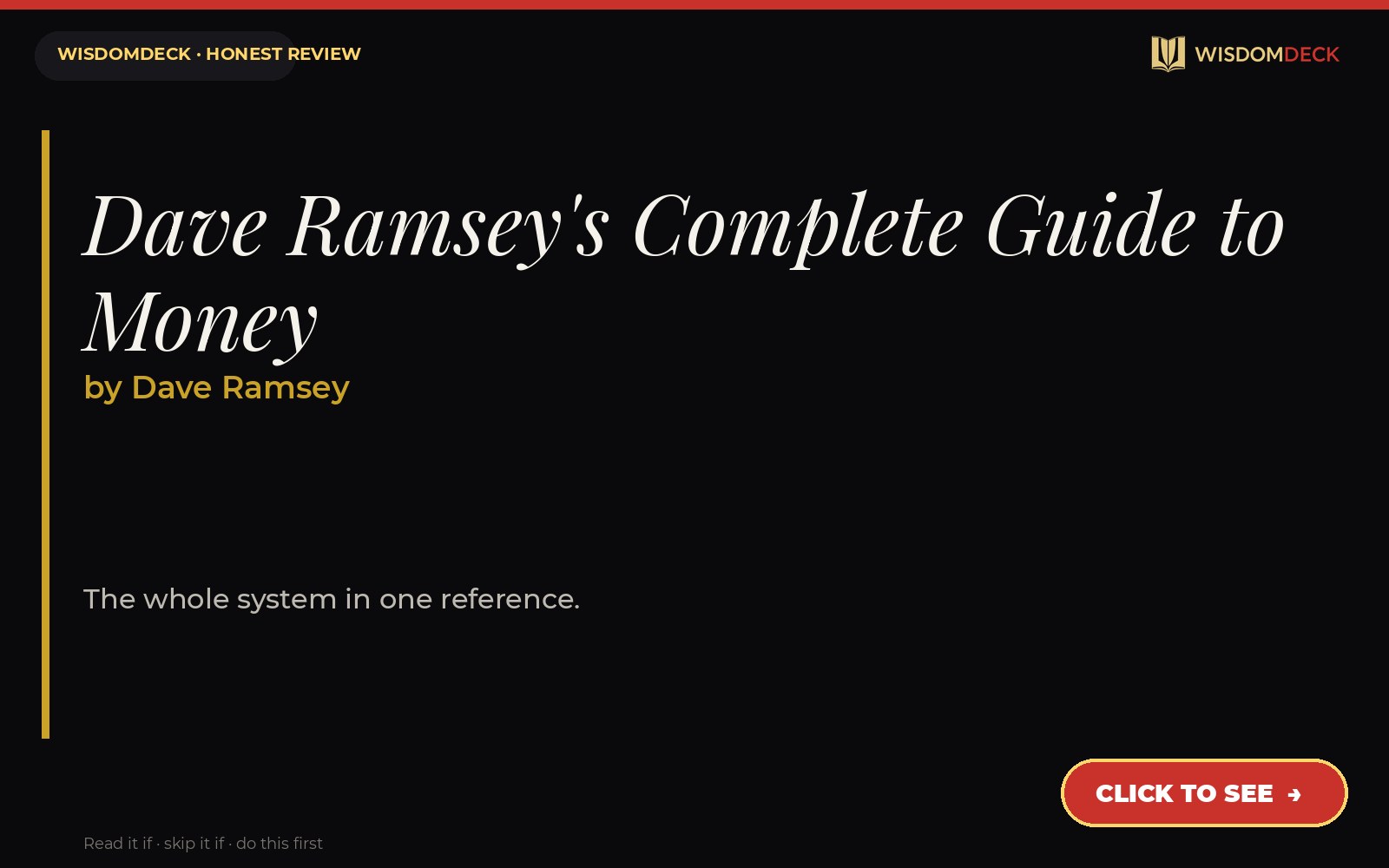 Dave Ramsey's Complete Guide to Money by Dave Ramsey — WisdomDeck review