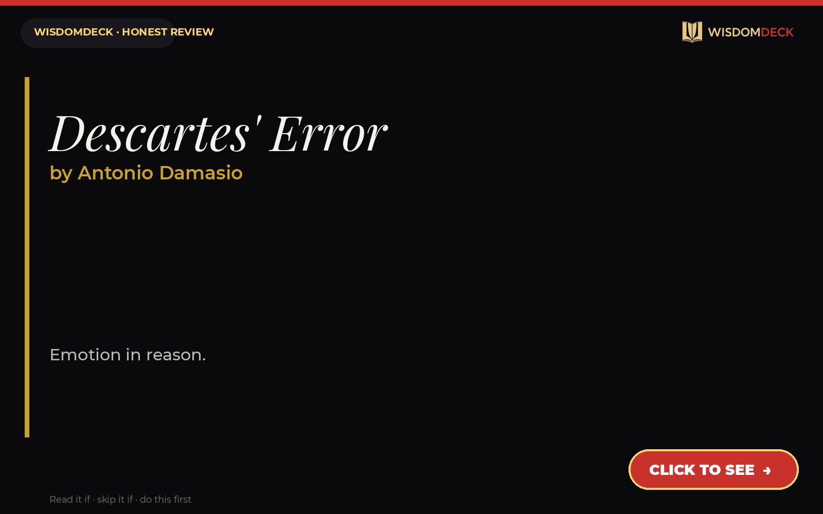 Descartes' Error by Antonio Damasio — WisdomDeck review