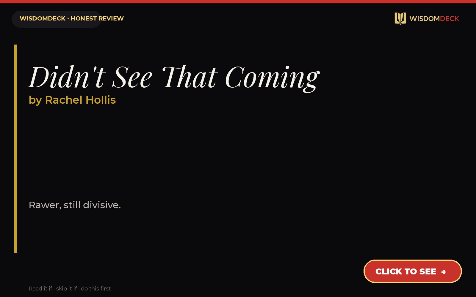 Didn't See That Coming by Rachel Hollis — WisdomDeck review