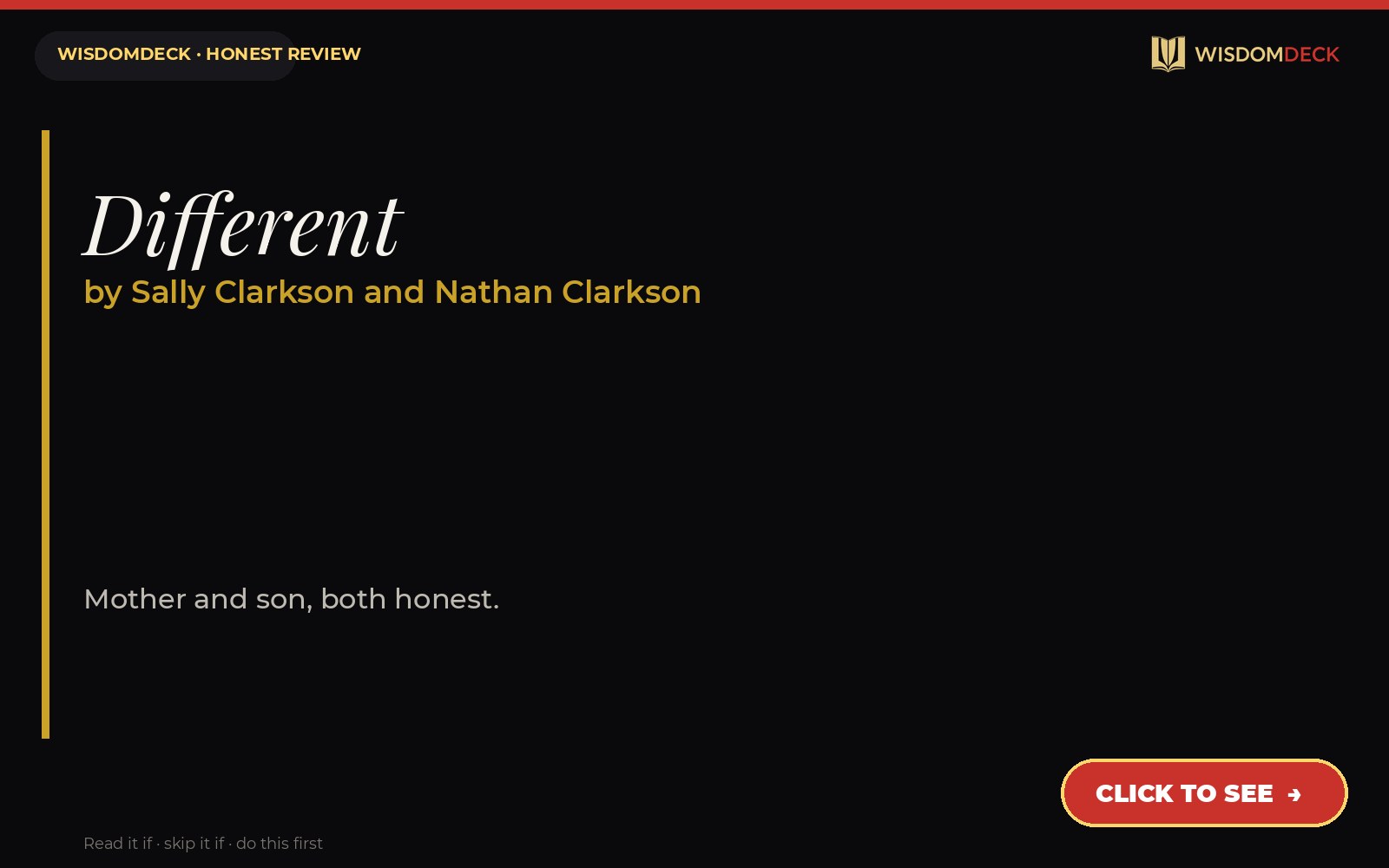 Different by Sally Clarkson and Nathan Clarkson — WisdomDeck review