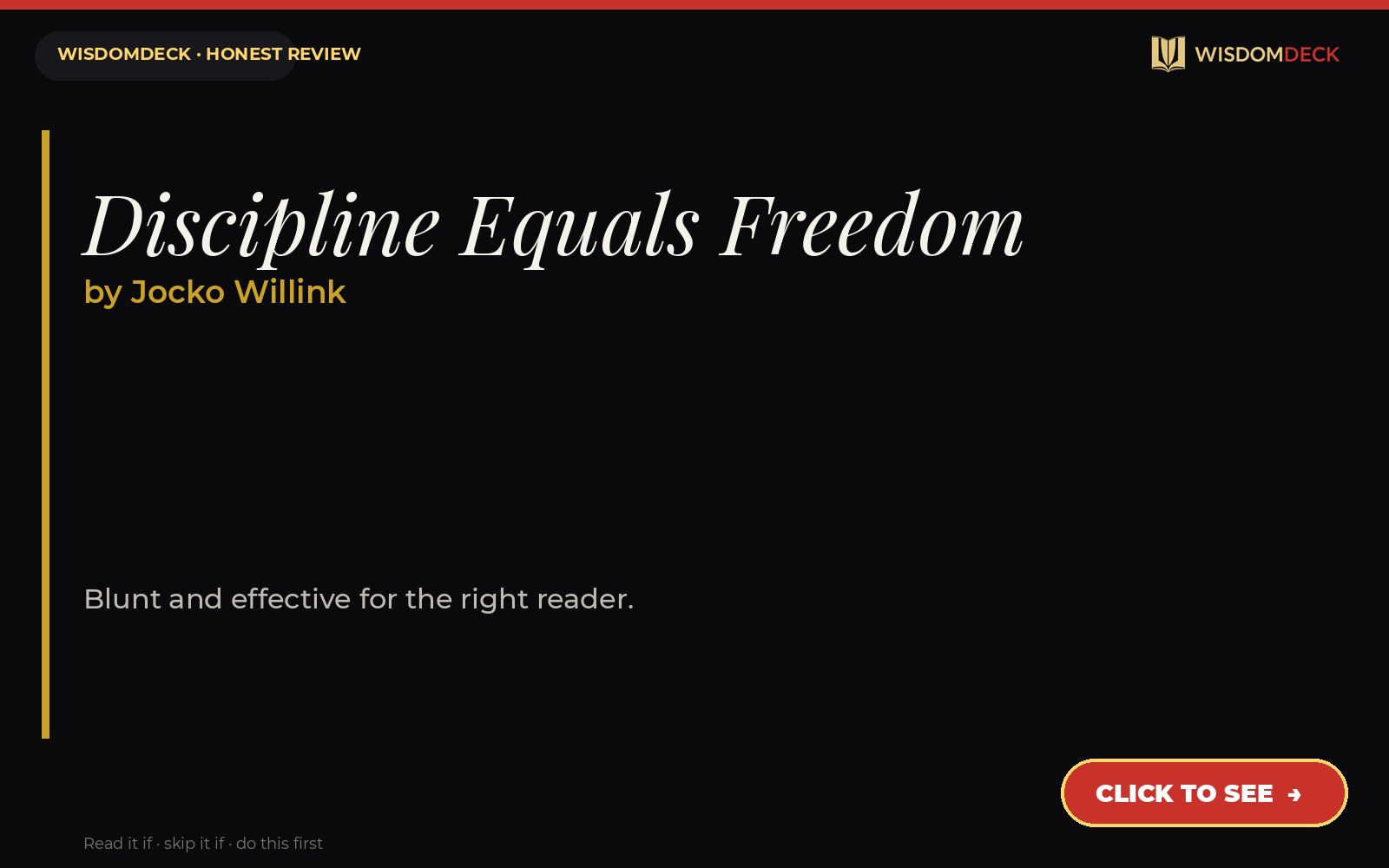 Discipline Equals Freedom by Jocko Willink — WisdomDeck review