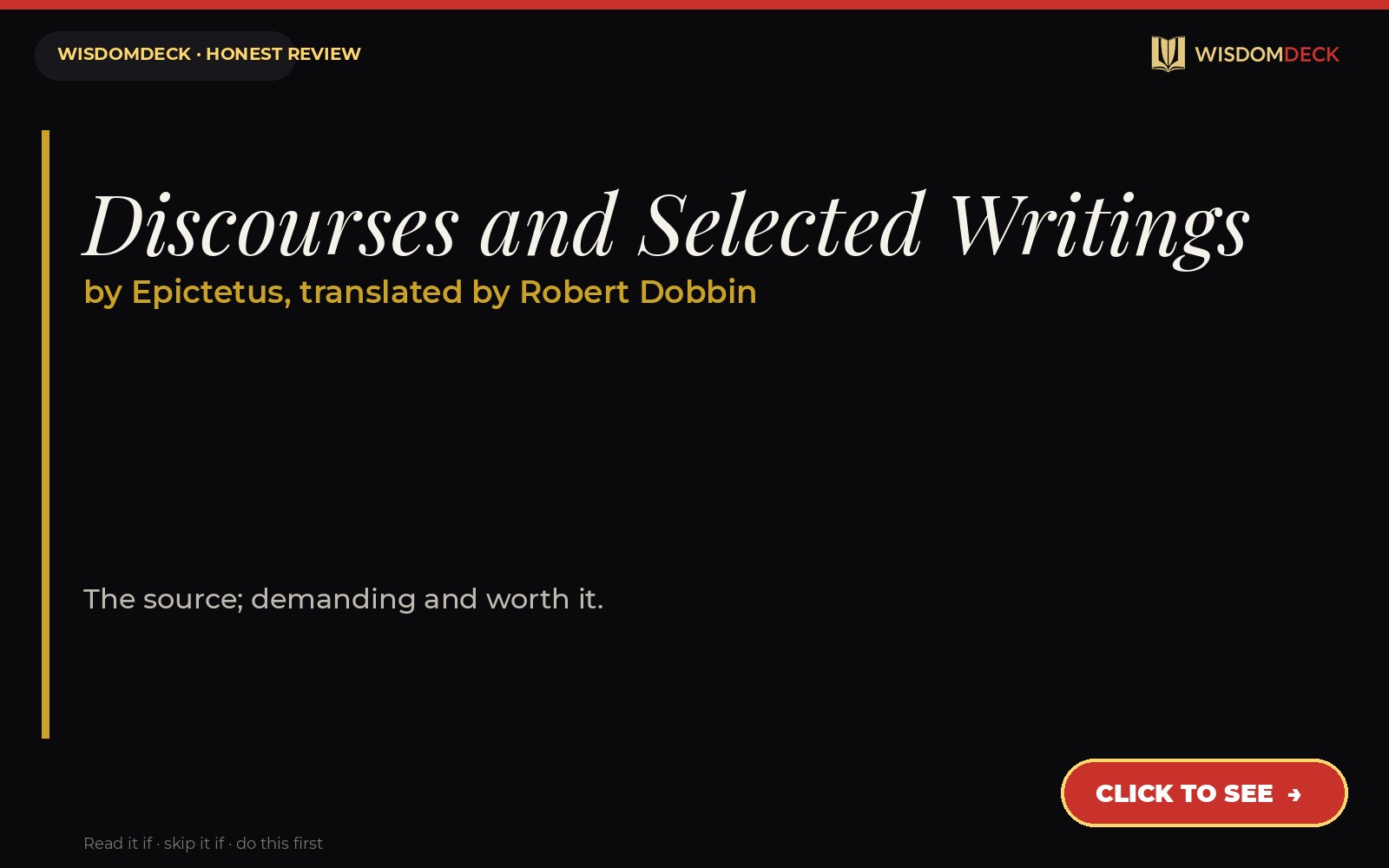 Discourses and Selected Writings by Epictetus, translated by Robert Dobbin — WisdomDeck review