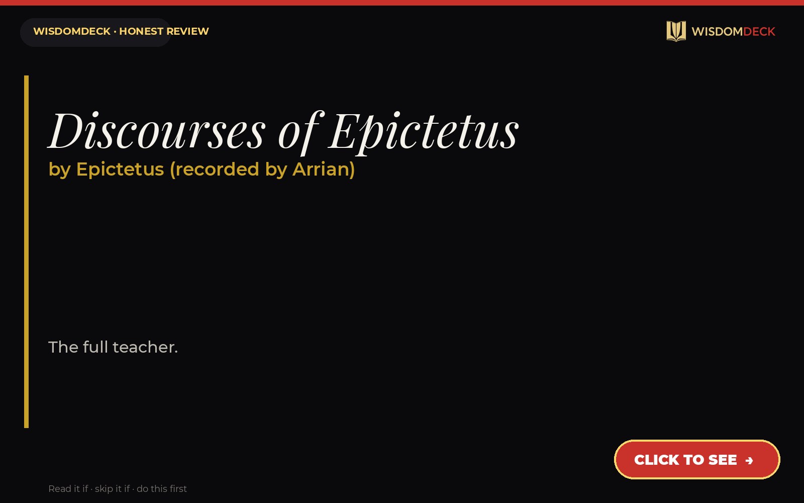 Discourses of Epictetus by Epictetus (recorded by Arrian) — WisdomDeck review