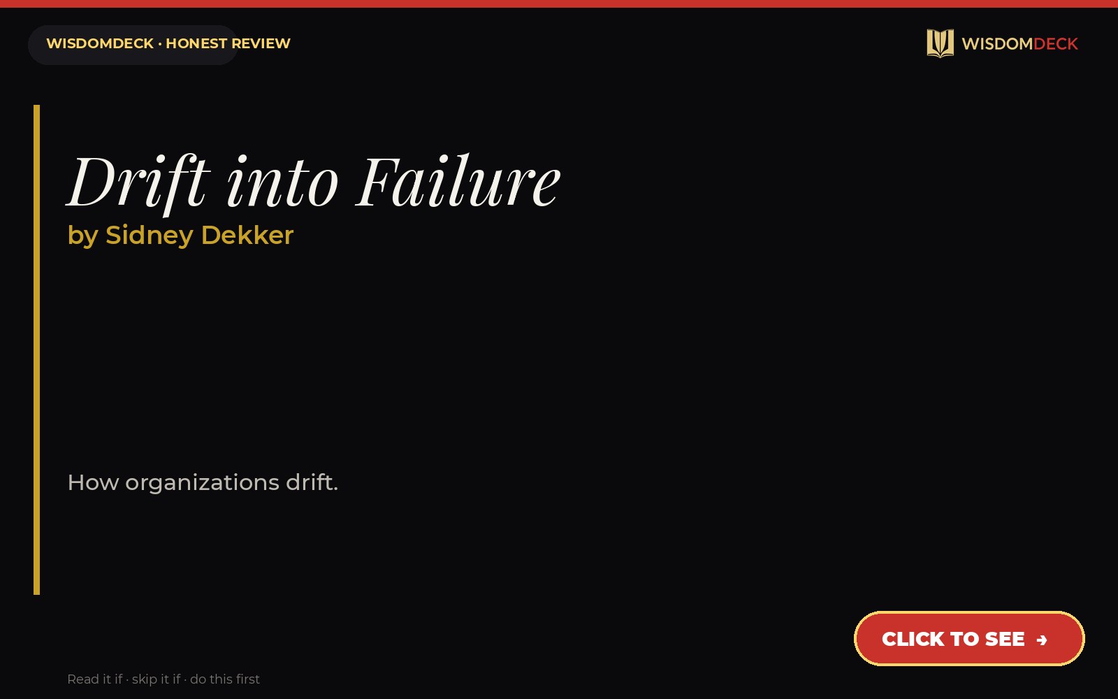Drift into Failure by Sidney Dekker — WisdomDeck review