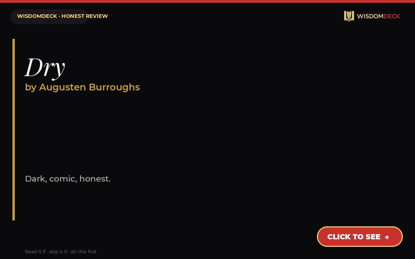 Dry by Augusten Burroughs — WisdomDeck review