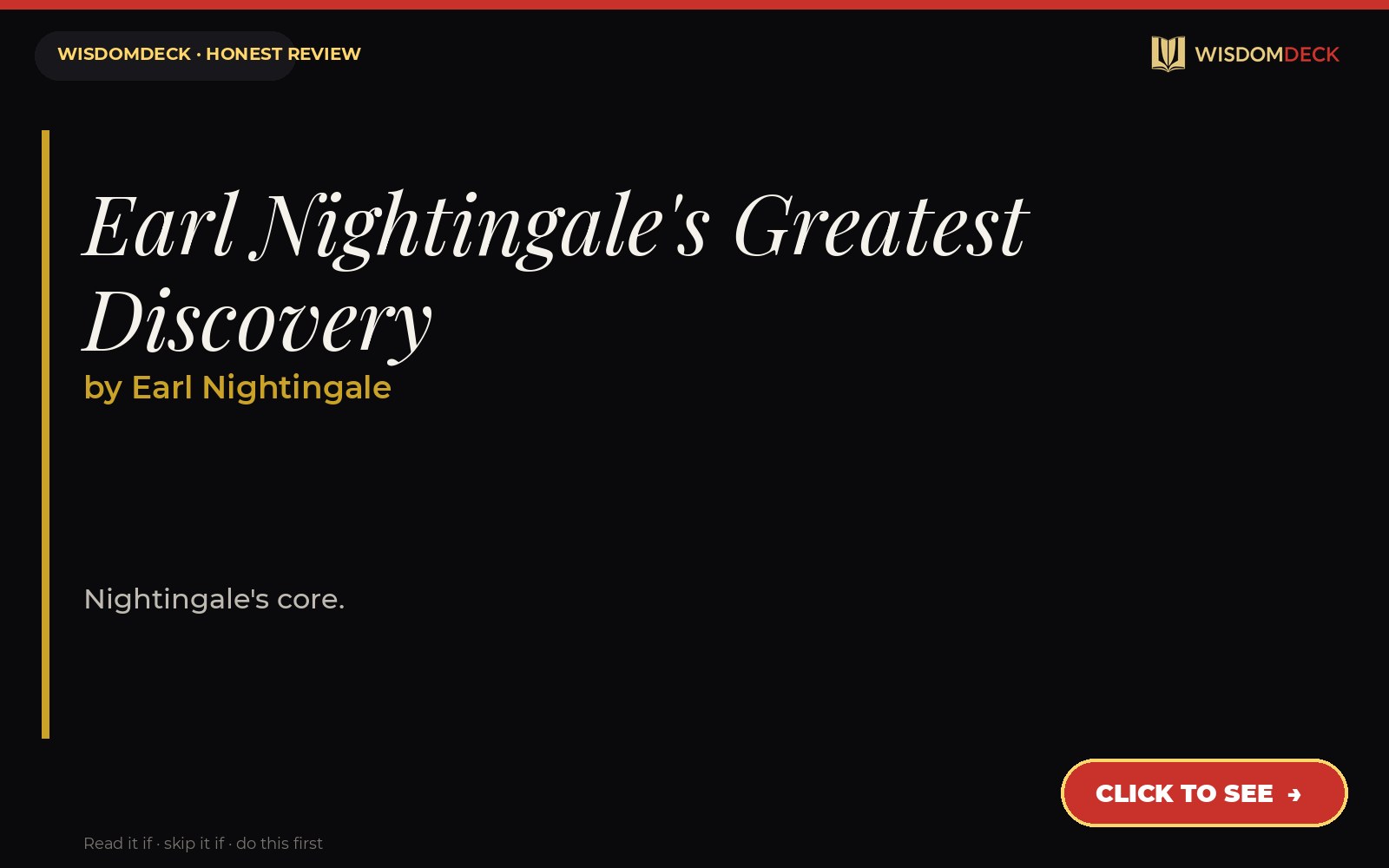 Earl Nightingale's Greatest Discovery by Earl Nightingale — WisdomDeck honest review