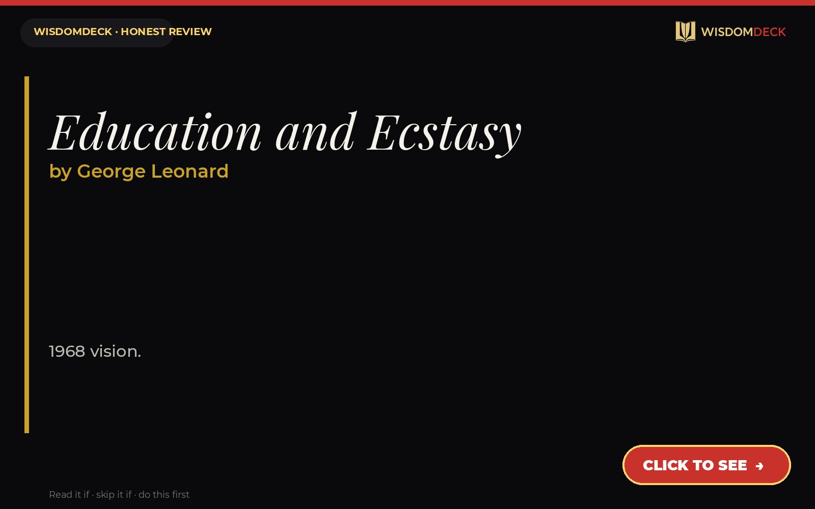 Education and Ecstasy by George Leonard — WisdomDeck review