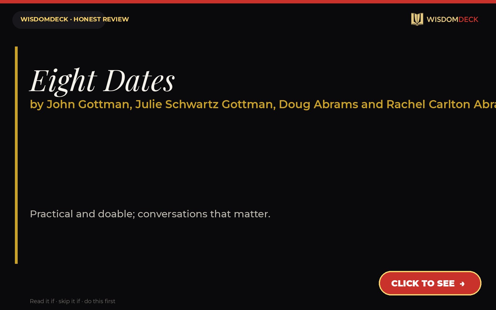 Eight Dates by John Gottman, Julie Schwartz Gottman, Doug Abrams and Rachel Carlton Abrams — WisdomDeck review