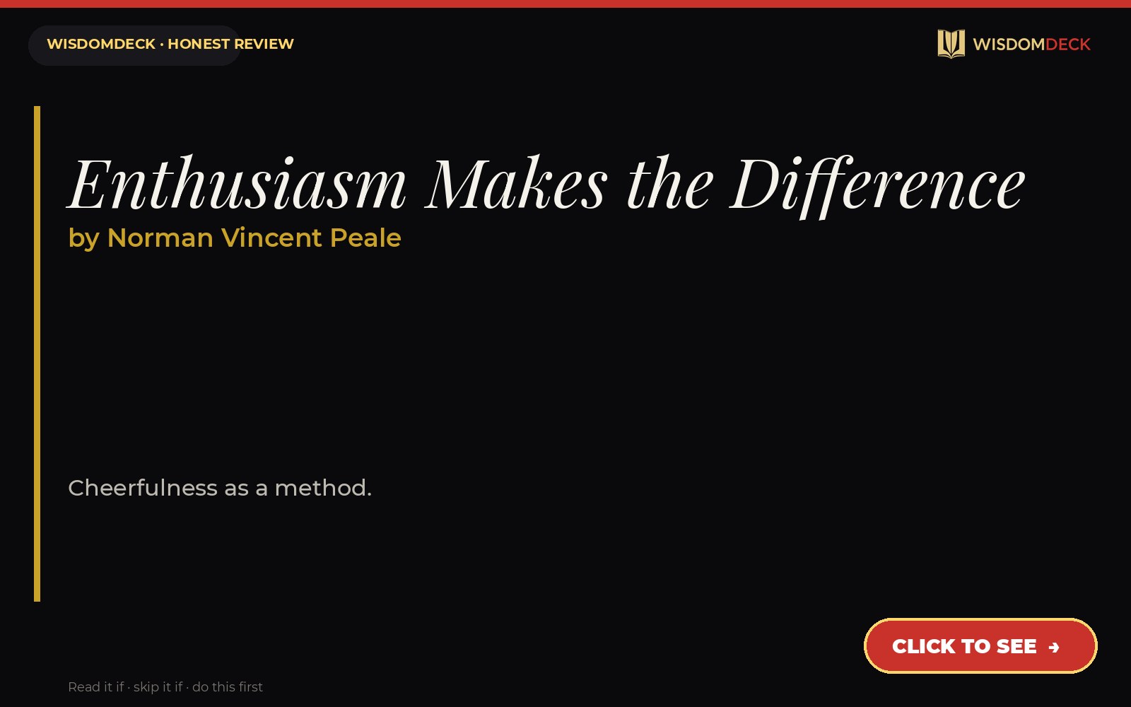 Enthusiasm Makes the Difference by Norman Vincent Peale — WisdomDeck review