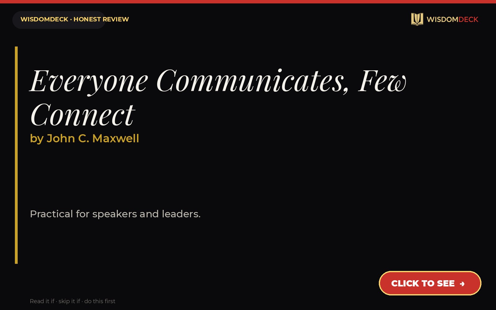 Everyone Communicates, Few Connect by John C. Maxwell — WisdomDeck review