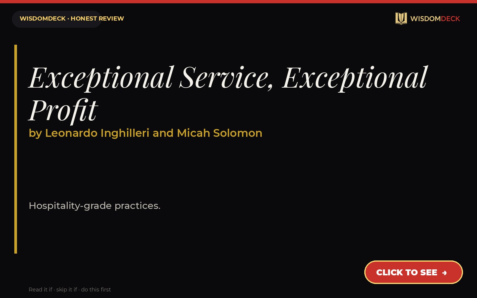 Exceptional Service, Exceptional Profit by Leonardo Inghilleri and Micah Solomon — WisdomDeck review