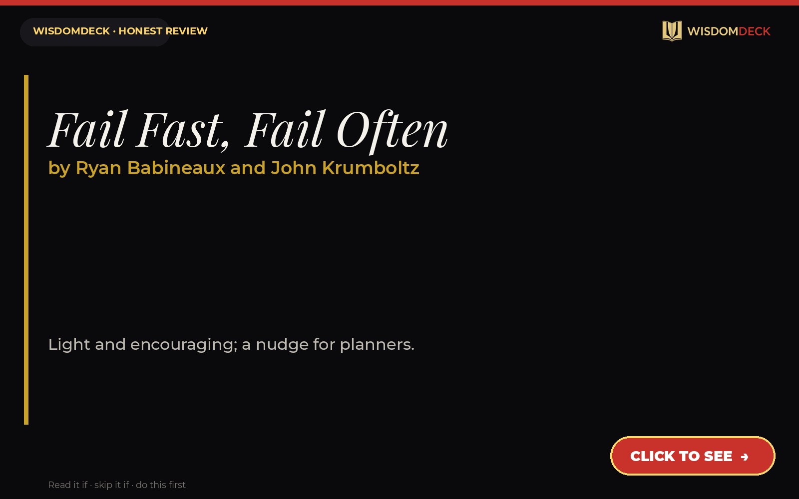 Fail Fast, Fail Often by Ryan Babineaux and John Krumboltz — WisdomDeck review
