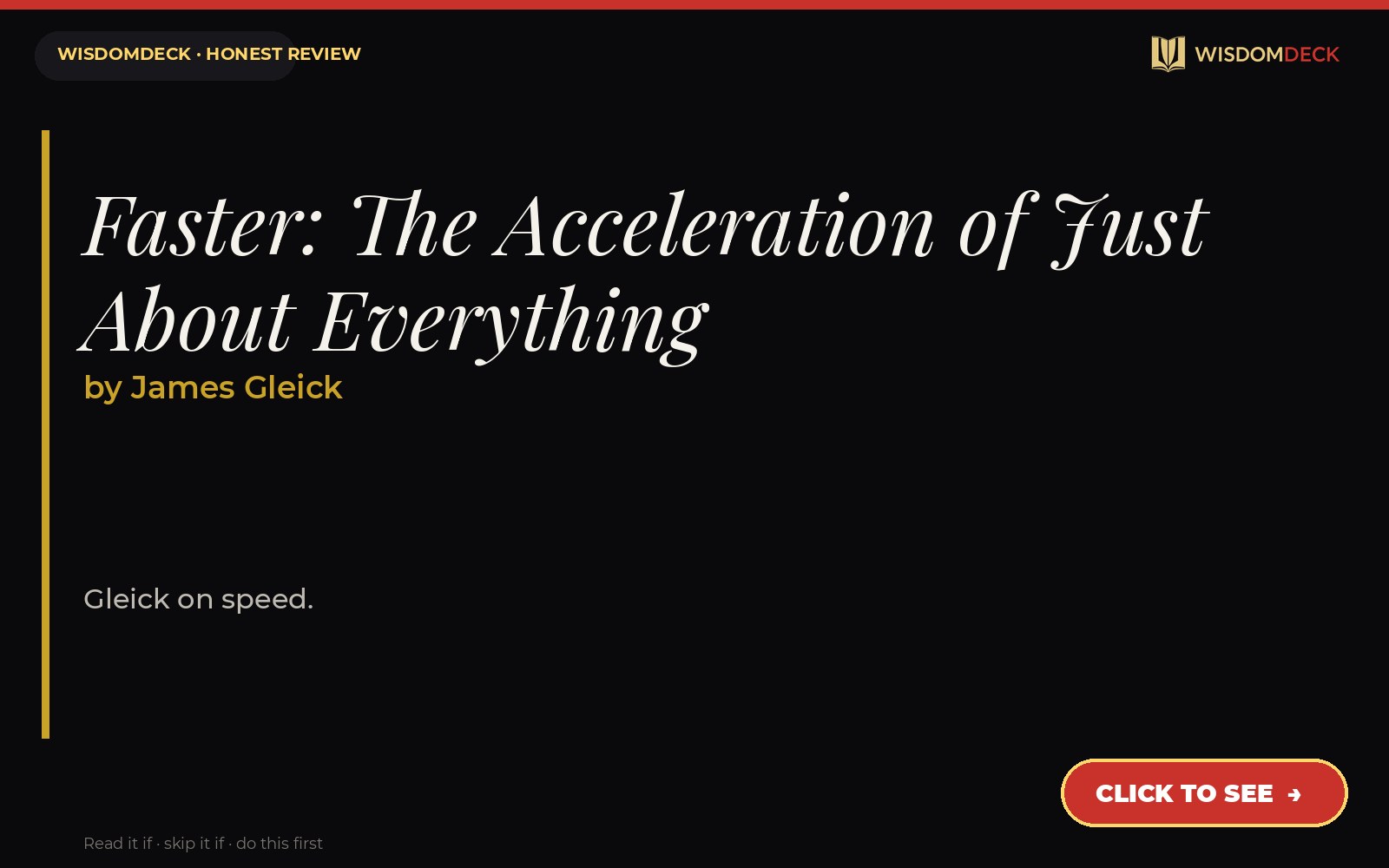 Faster: The Acceleration of Just About Everything by James Gleick — WisdomDeck review