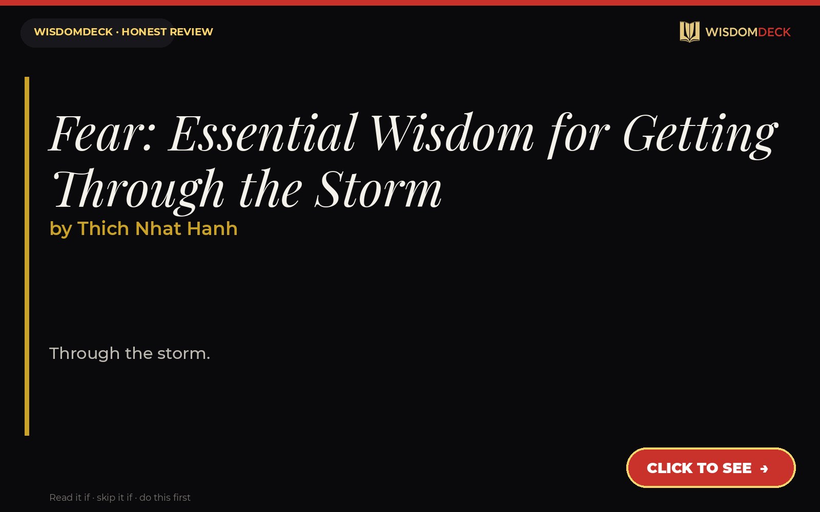 Fear by Thich Nhat Hanh — WisdomDeck review