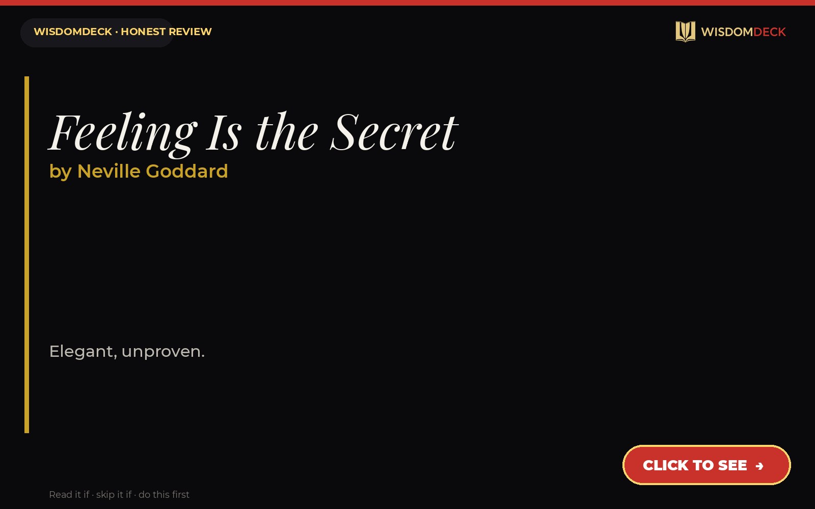 Feeling Is the Secret by Neville Goddard — WisdomDeck review