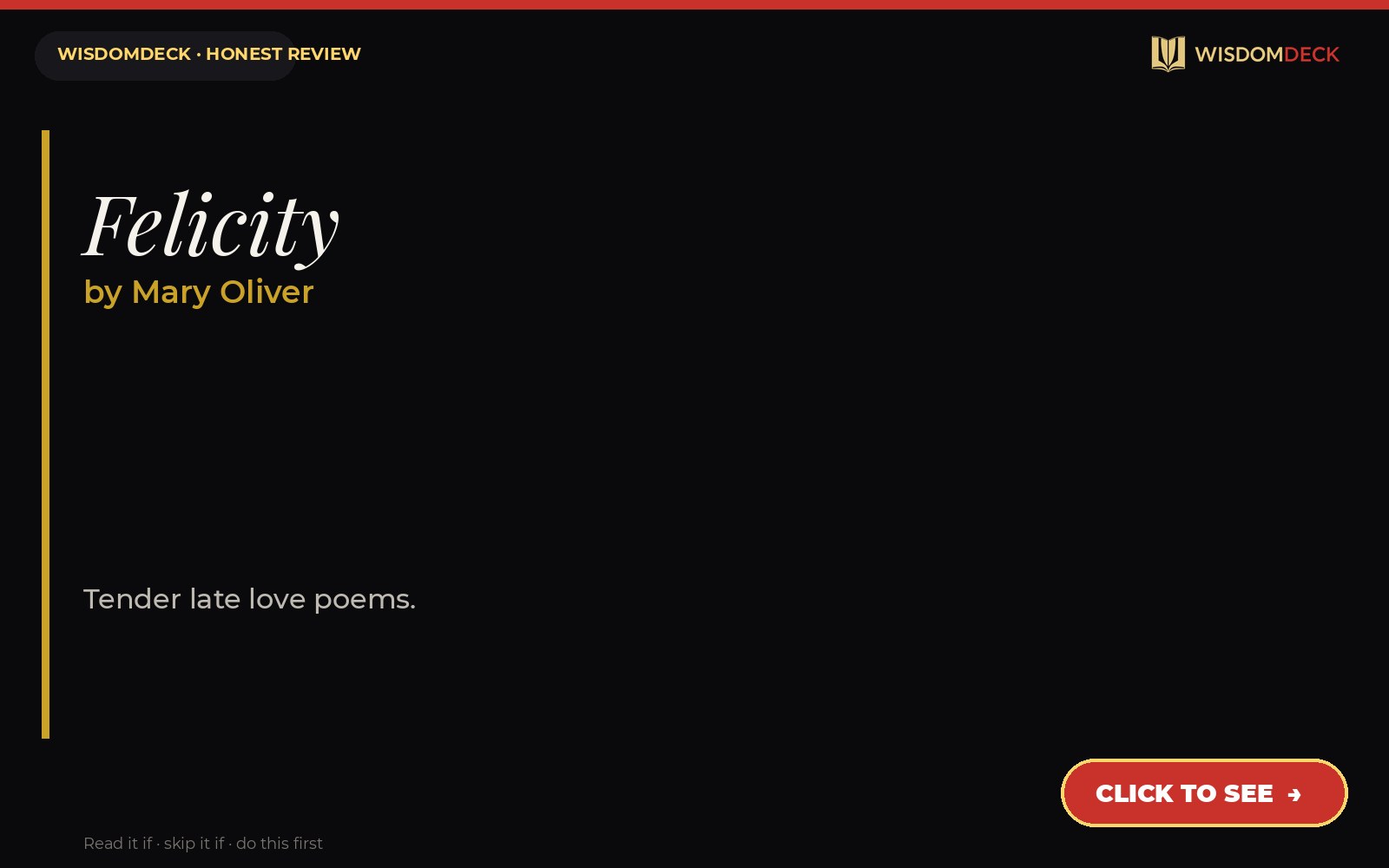 Felicity by Mary Oliver — WisdomDeck honest review