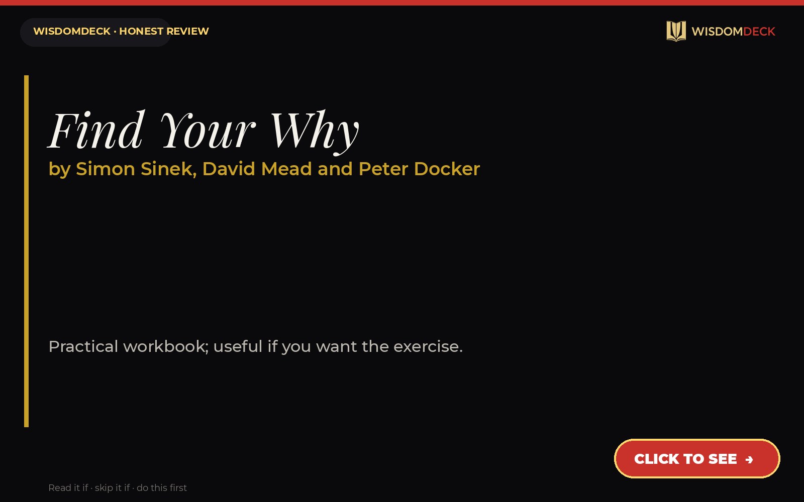 Find Your Why by Simon Sinek, David Mead and Peter Docker — WisdomDeck review