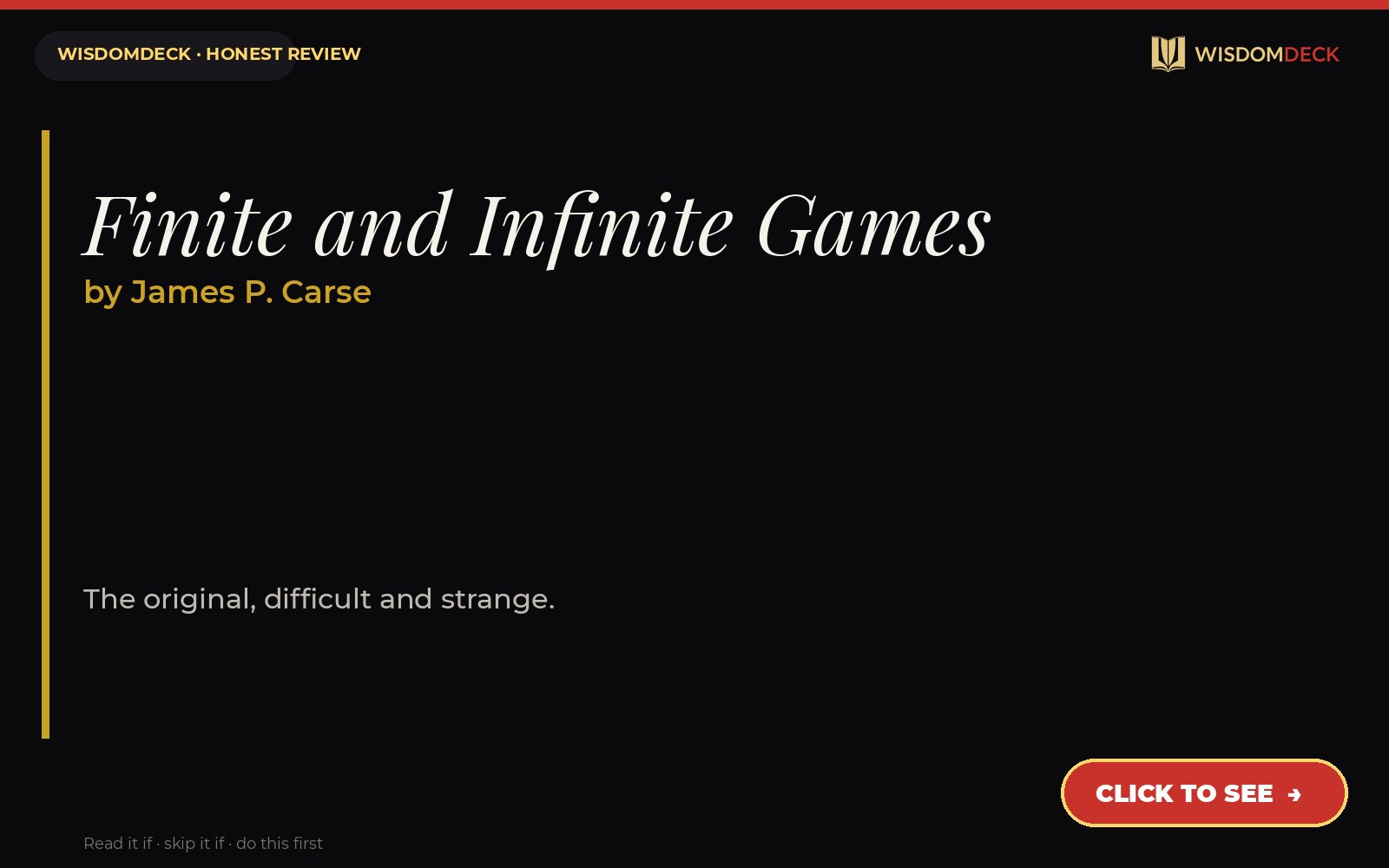 Finite and Infinite Games by James P. Carse — WisdomDeck review