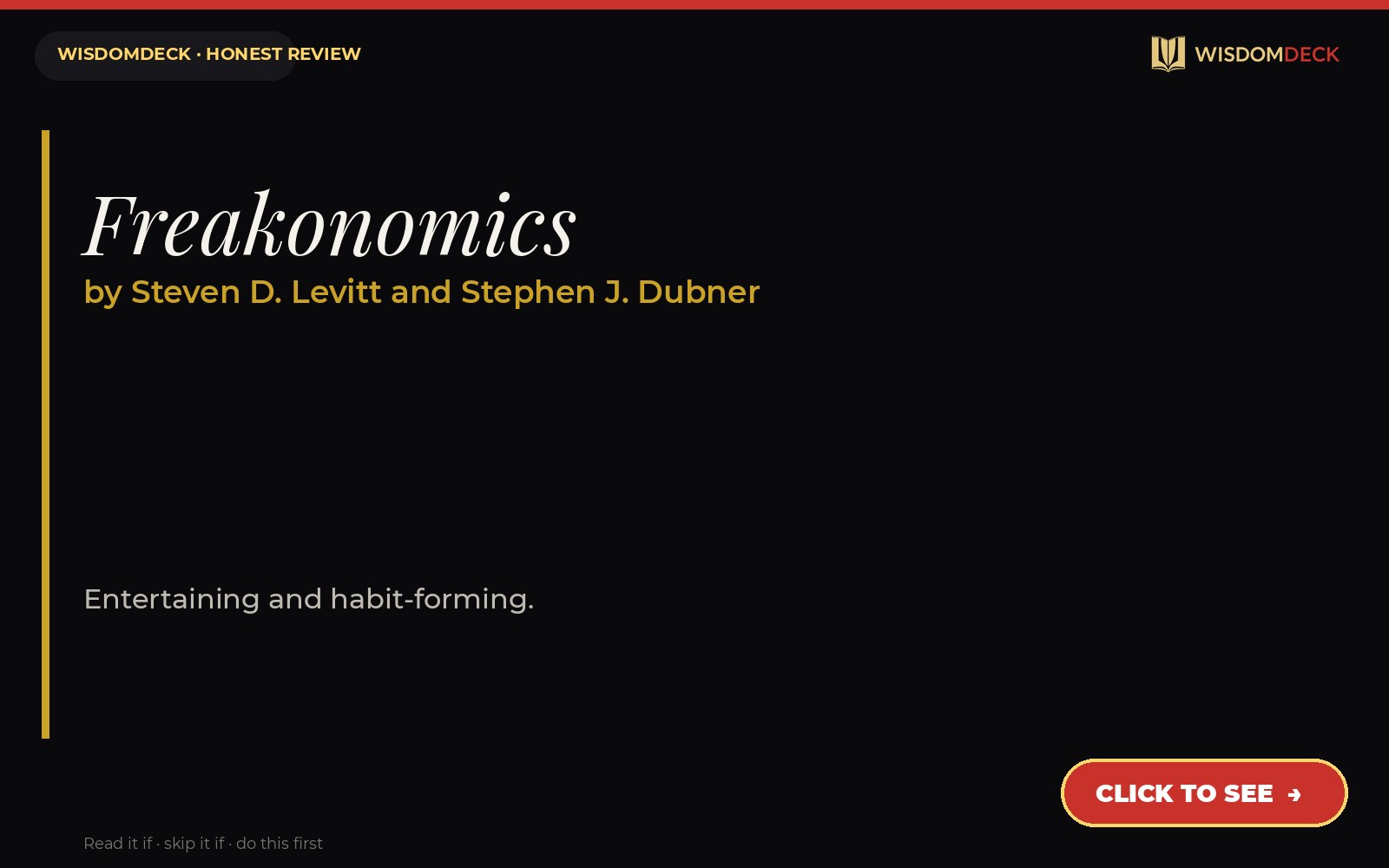 Freakonomics by Steven D. Levitt and Stephen J. Dubner — WisdomDeck review