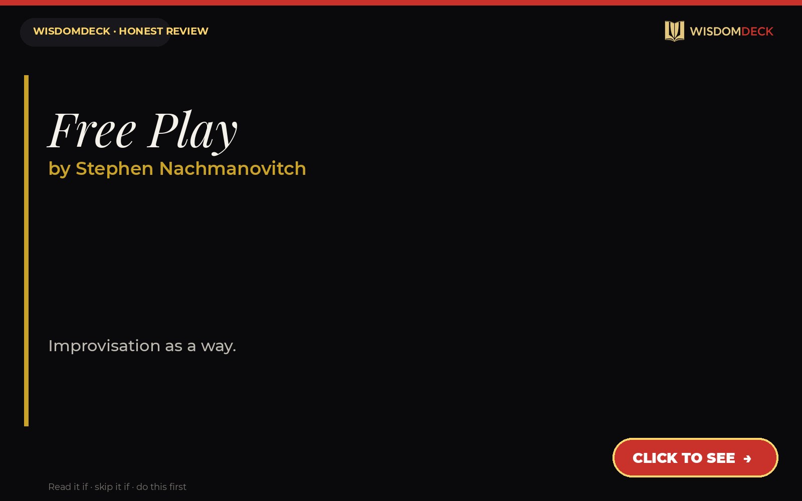 Free Play by Stephen Nachmanovitch — WisdomDeck review