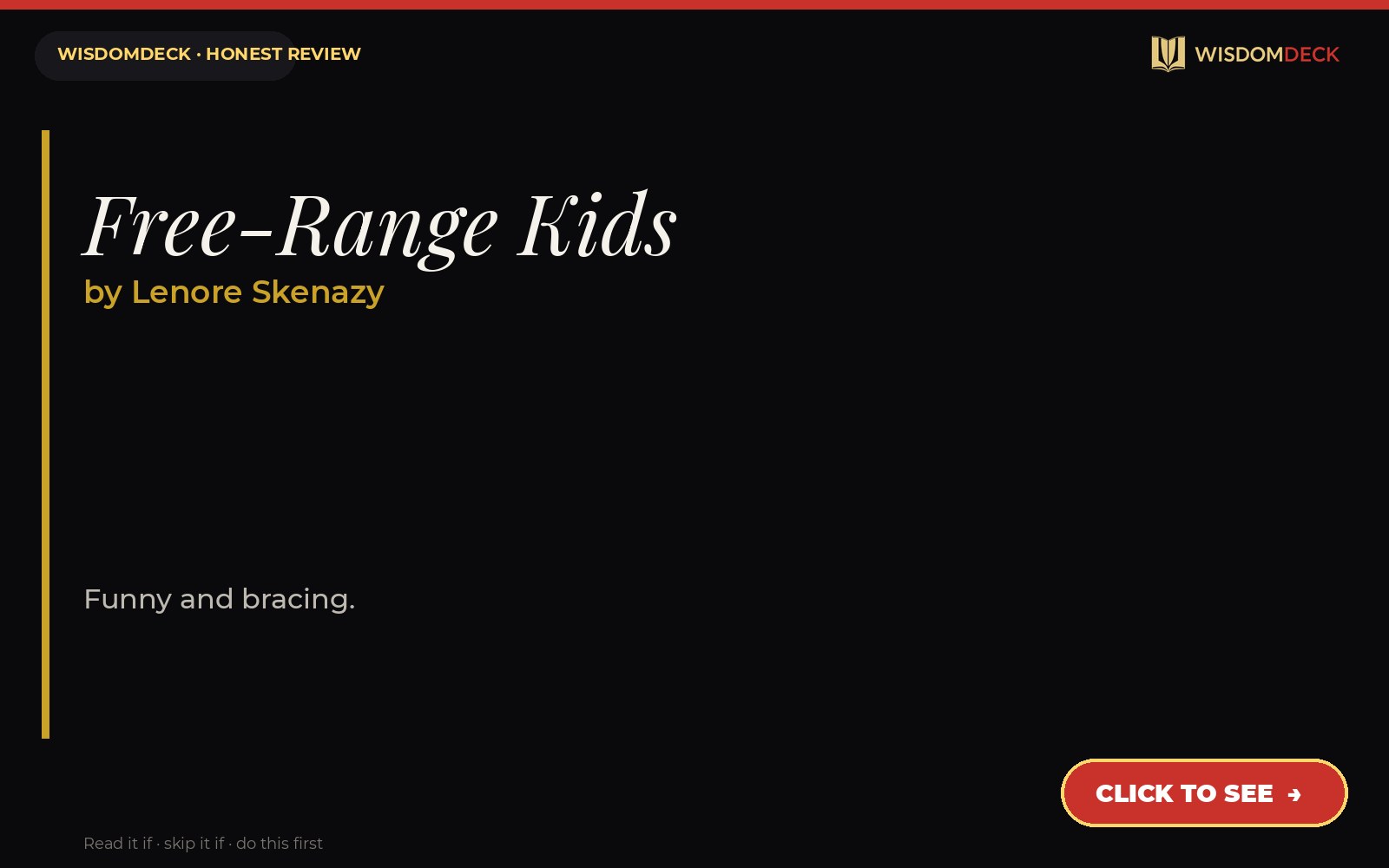 Free-Range Kids by Lenore Skenazy — WisdomDeck review