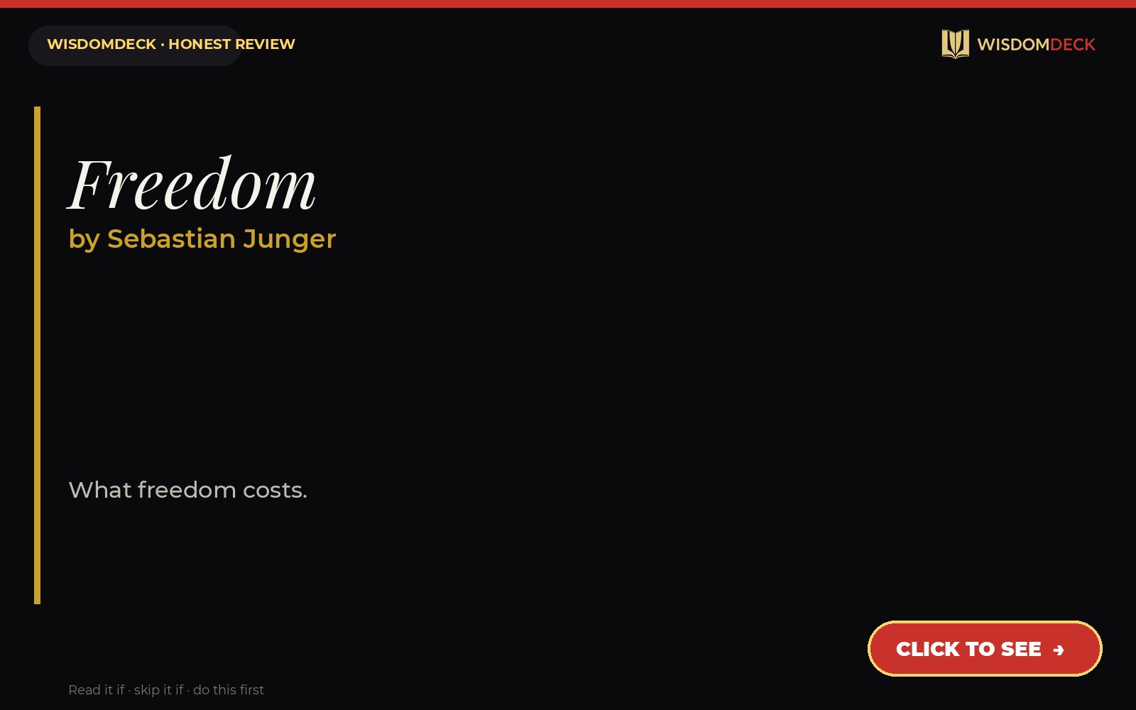 Freedom by Sebastian Junger — WisdomDeck honest review