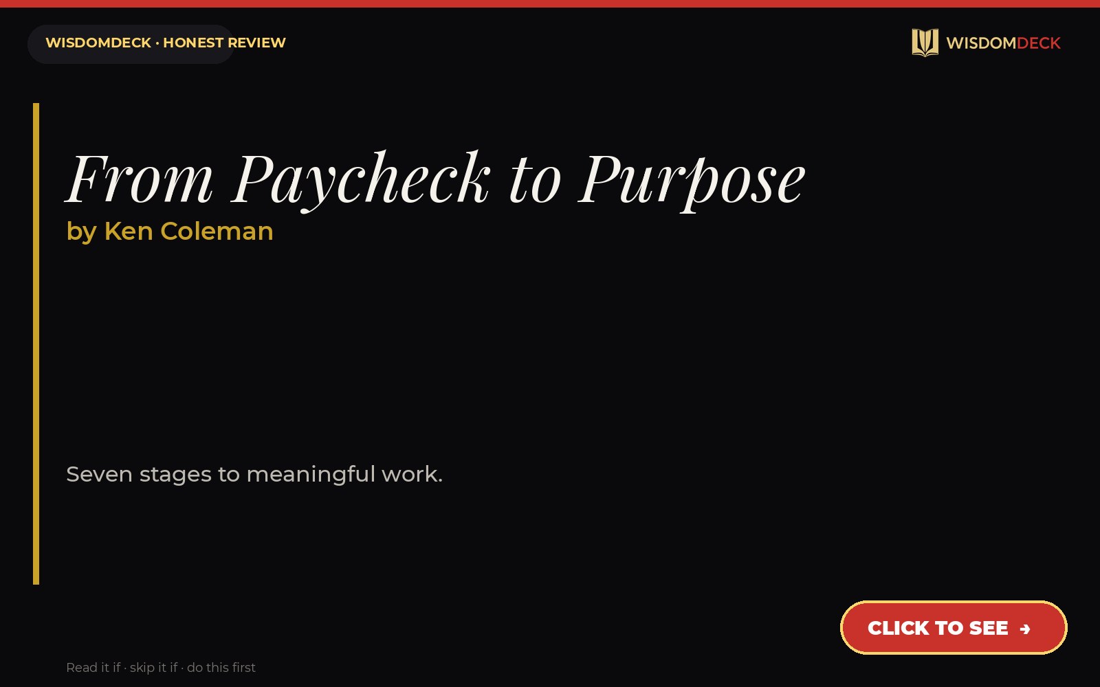 From Paycheck to Purpose by Ken Coleman — WisdomDeck review