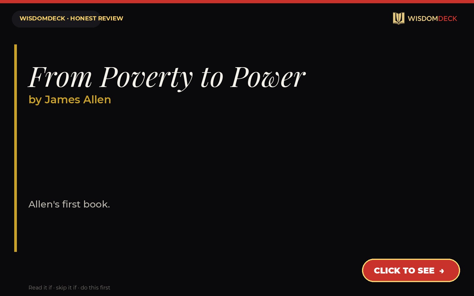 From Poverty to Power by James Allen — WisdomDeck review