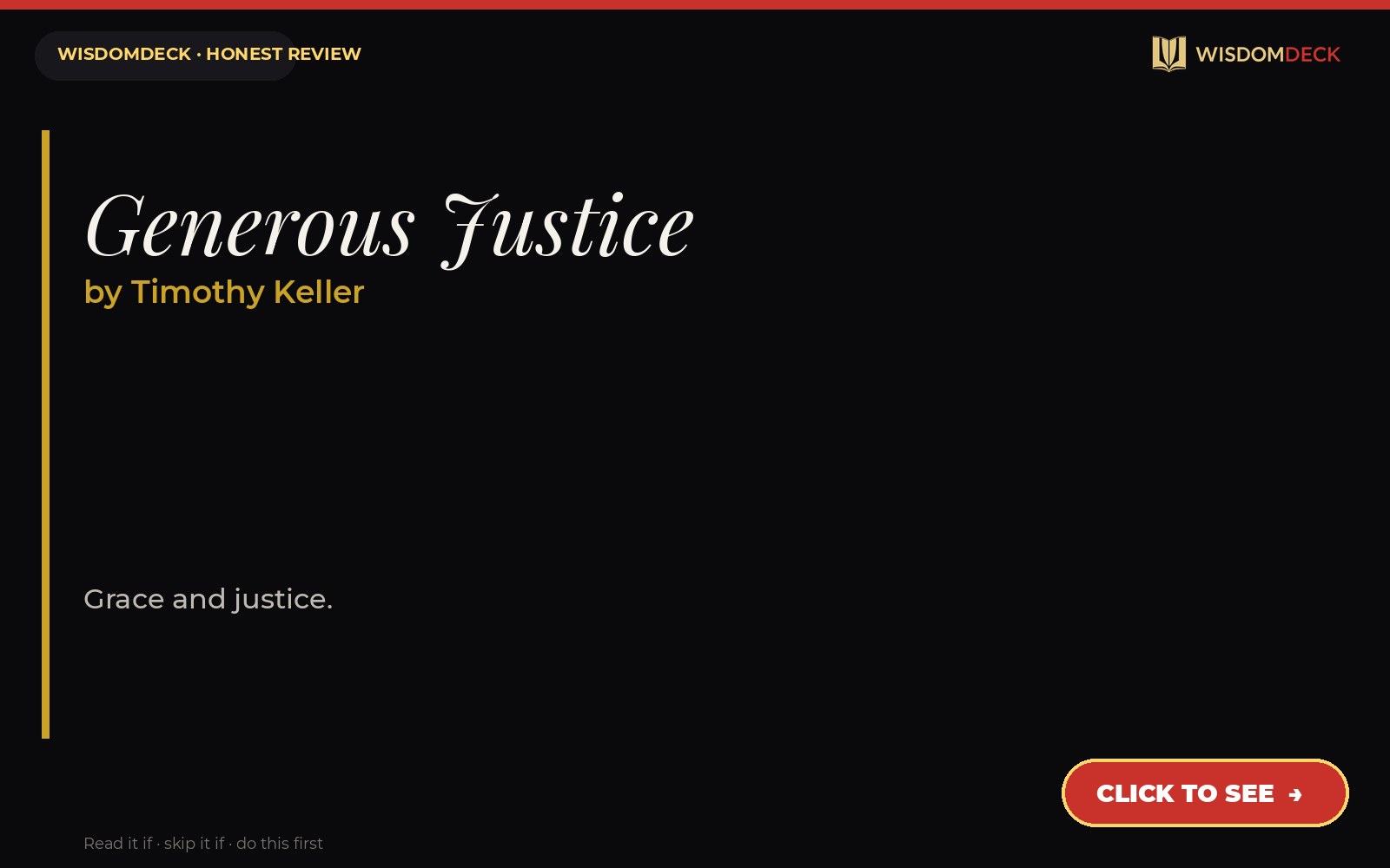 Generous Justice by Timothy Keller — WisdomDeck honest review