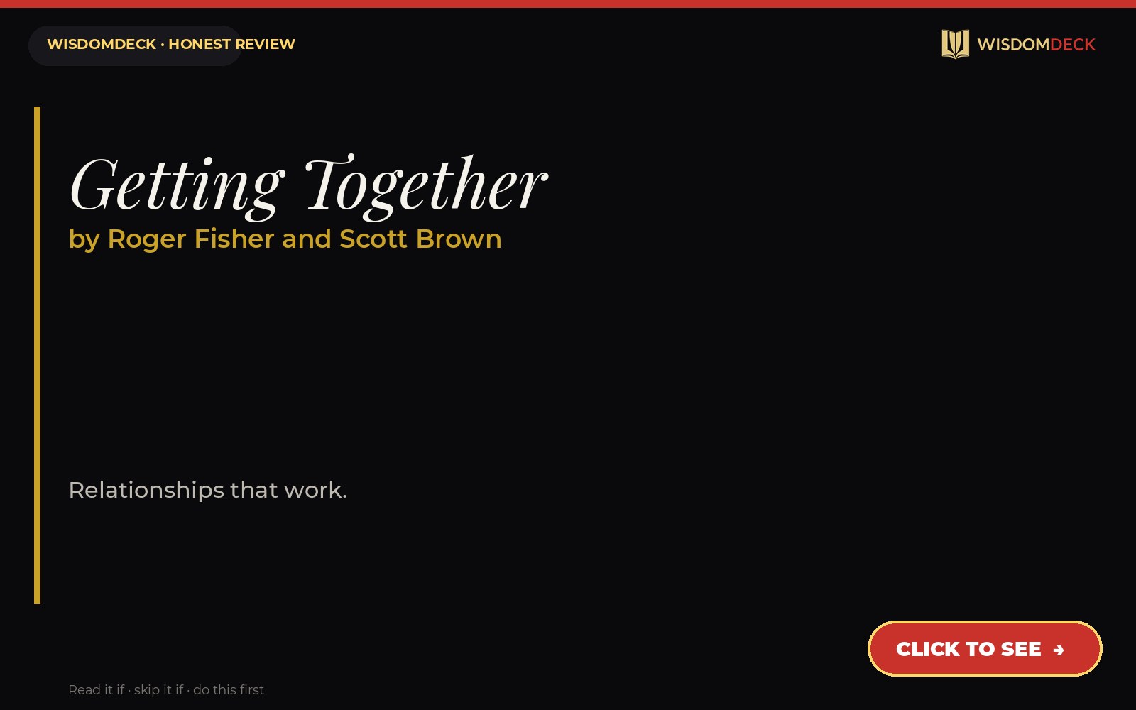 Getting Together by Roger Fisher and Scott Brown — WisdomDeck honest review