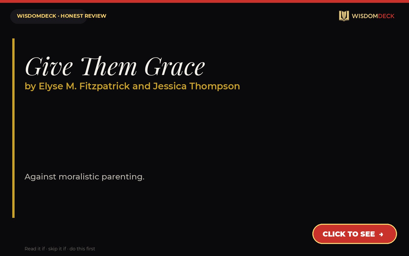 Give Them Grace by Elyse M. Fitzpatrick and Jessica Thompson — WisdomDeck honest review