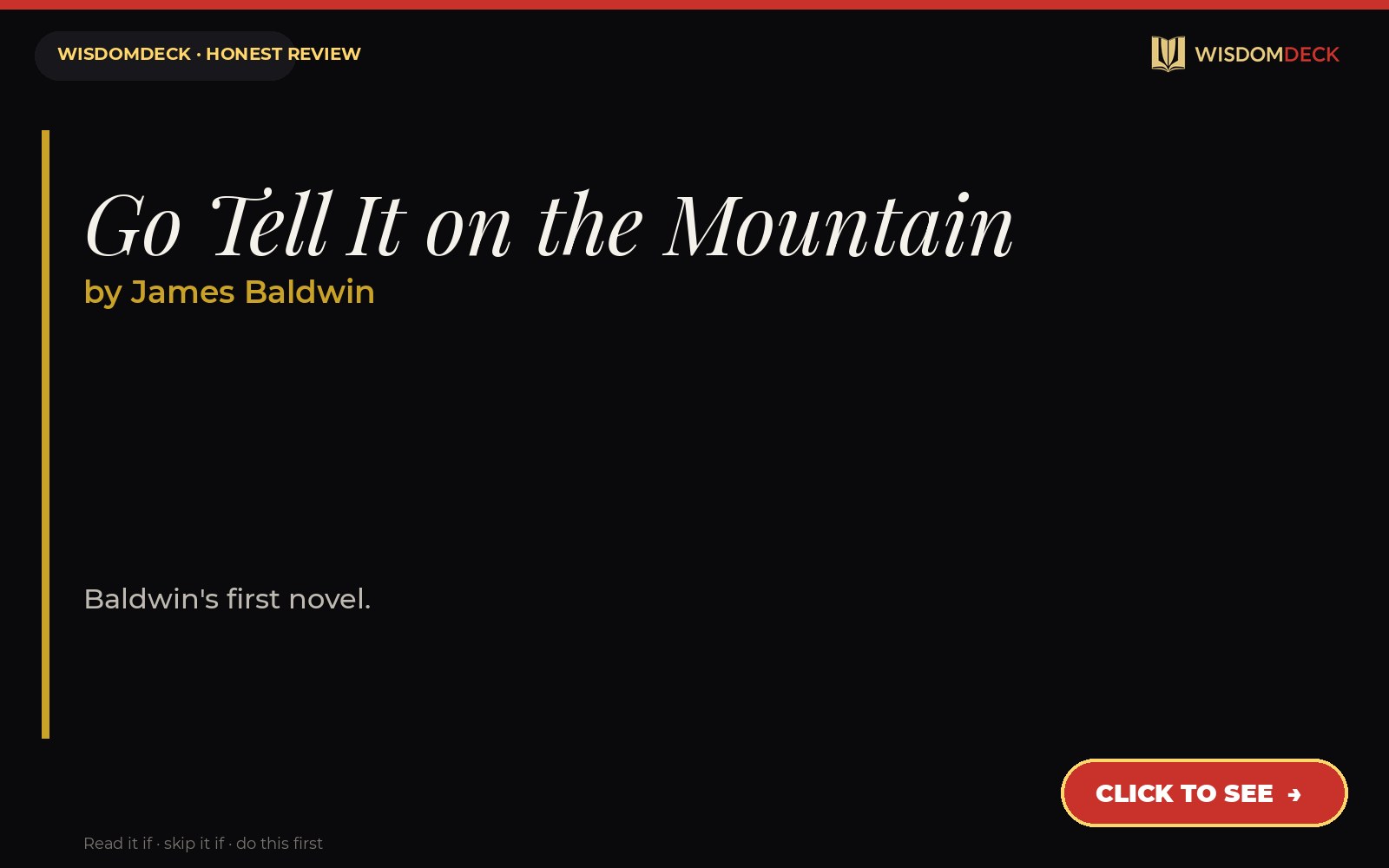 Go Tell It on the Mountain by James Baldwin — WisdomDeck review