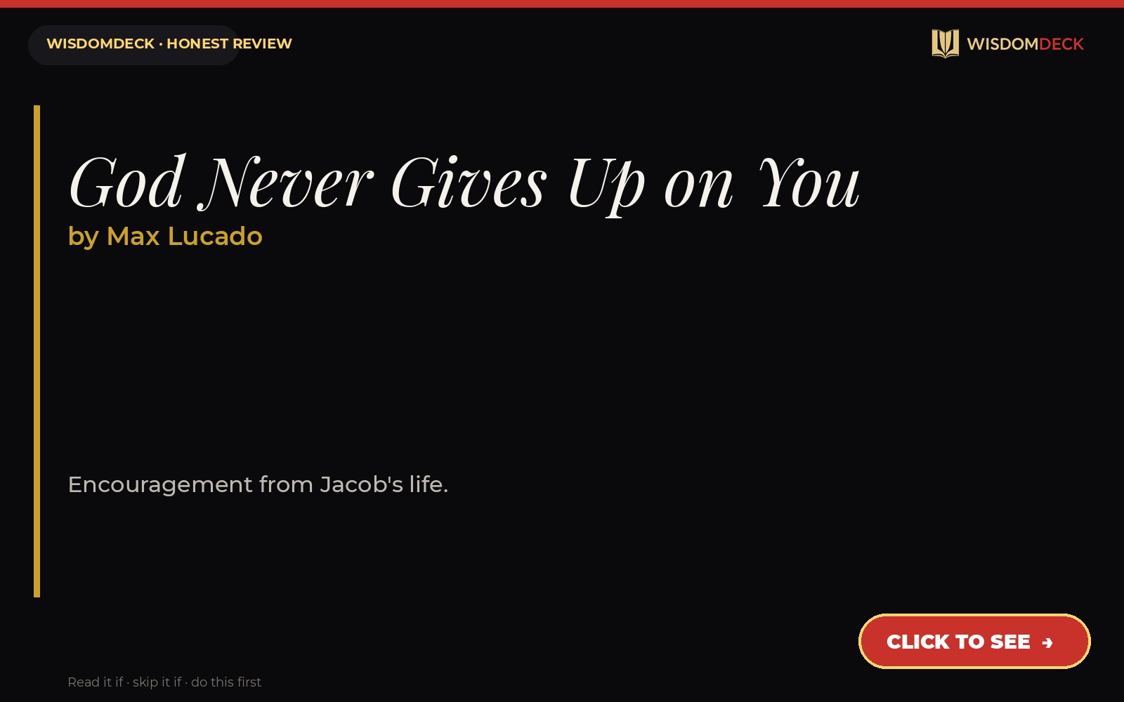 God Never Gives Up on You by Max Lucado — WisdomDeck review