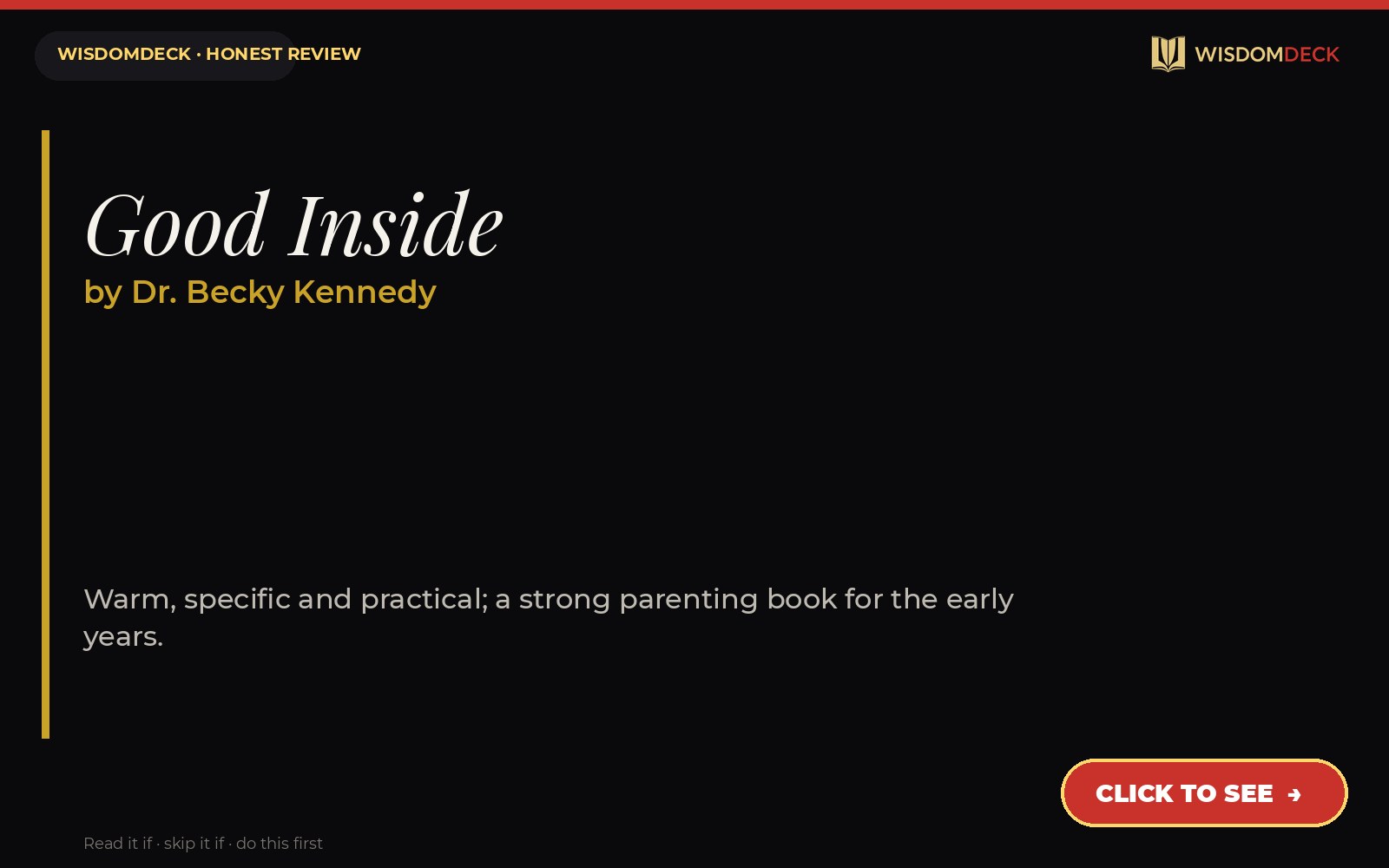 Good Inside by Dr. Becky Kennedy — WisdomDeck review