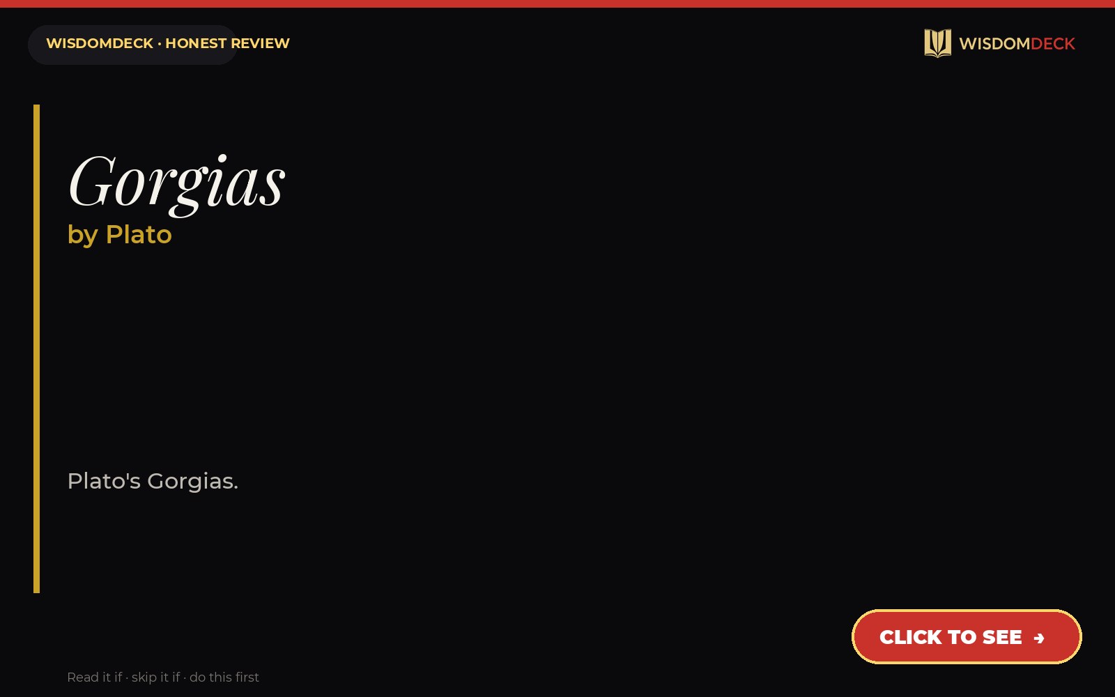 Gorgias by Plato — WisdomDeck review
