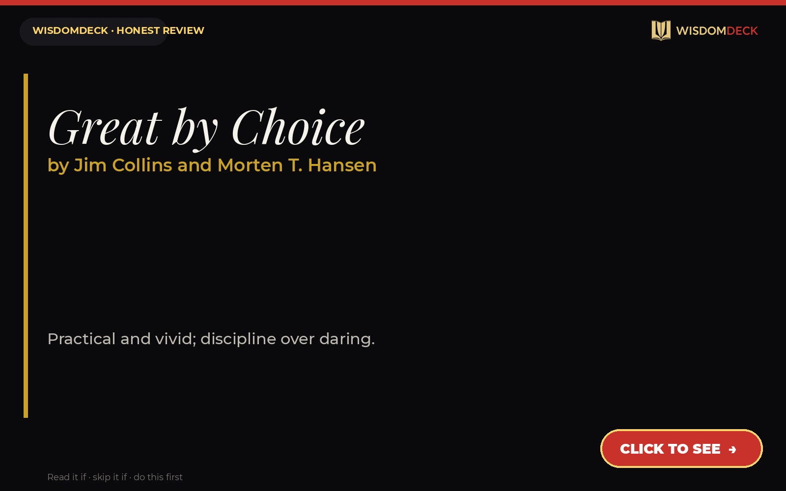 Great by Choice by Jim Collins and Morten T. Hansen — WisdomDeck review