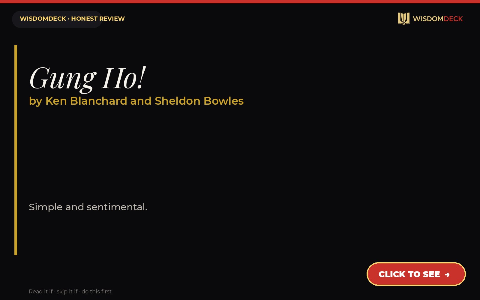 Gung Ho! by Ken Blanchard and Sheldon Bowles — WisdomDeck review