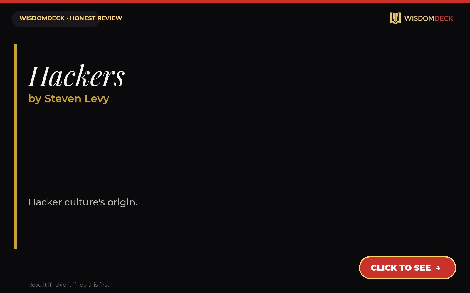 Hackers by Steven Levy — WisdomDeck review
