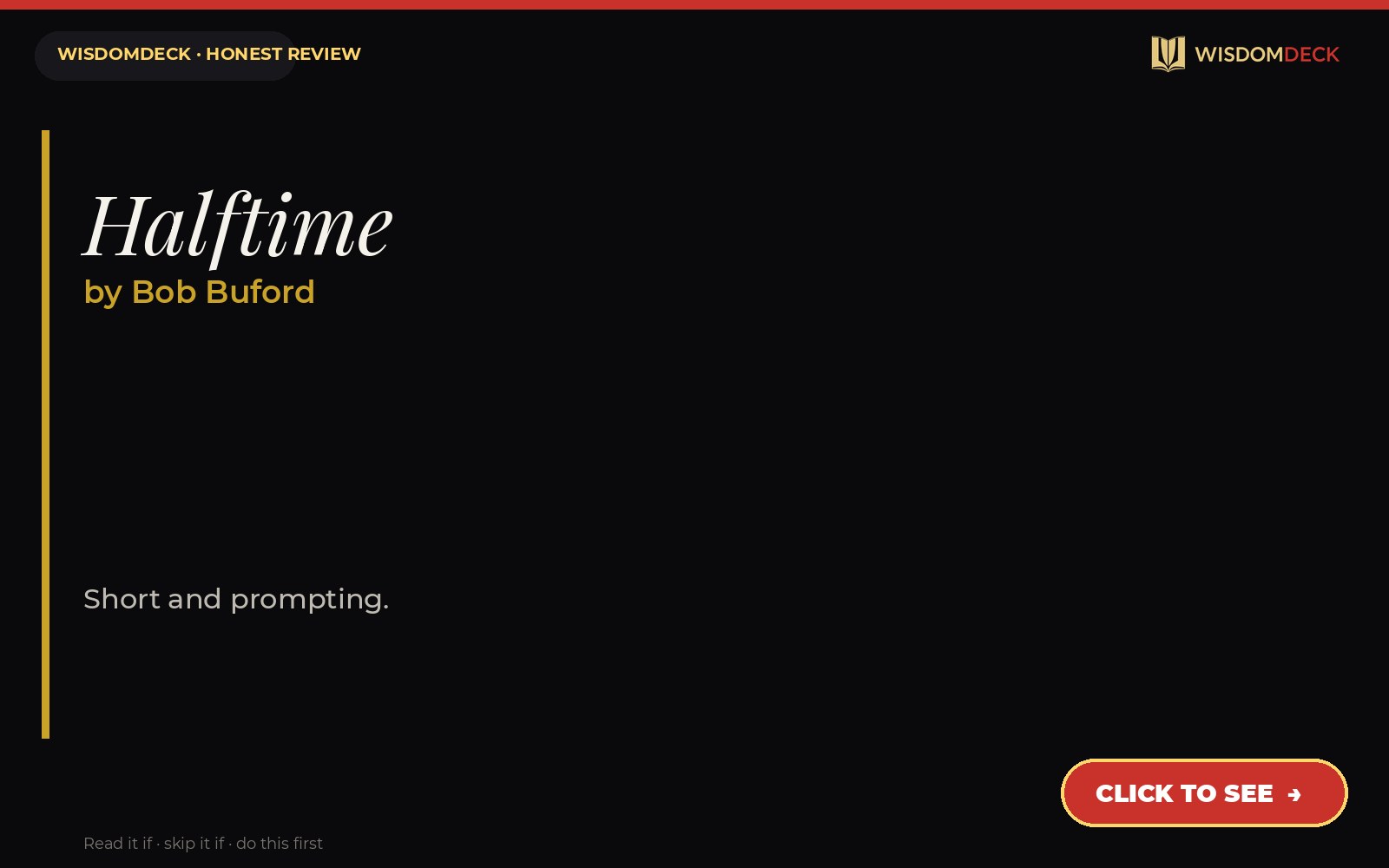 Halftime by Bob Buford — WisdomDeck honest review