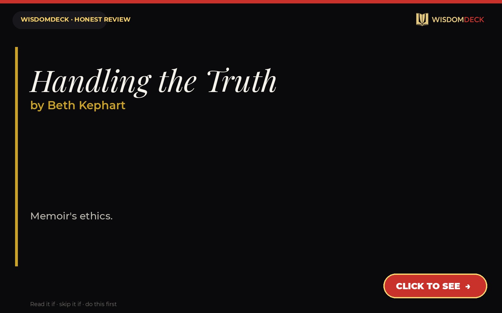 Handling the Truth by Beth Kephart — WisdomDeck honest review