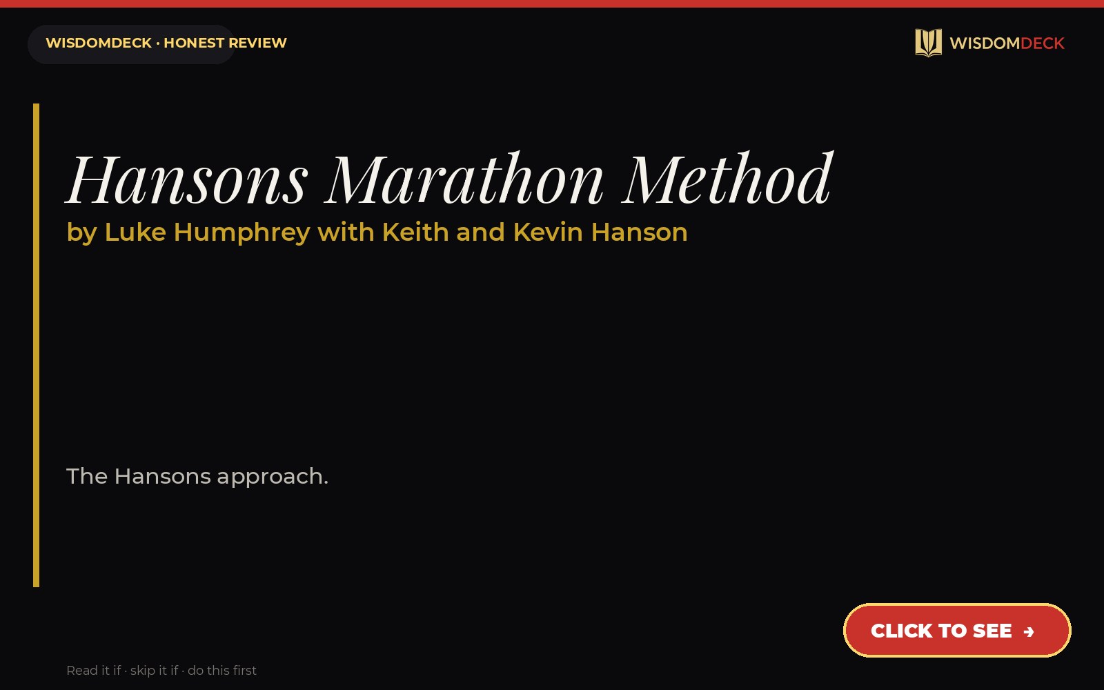 Hansons Marathon Method by Luke Humphrey with Keith and Kevin Hanson — WisdomDeck review