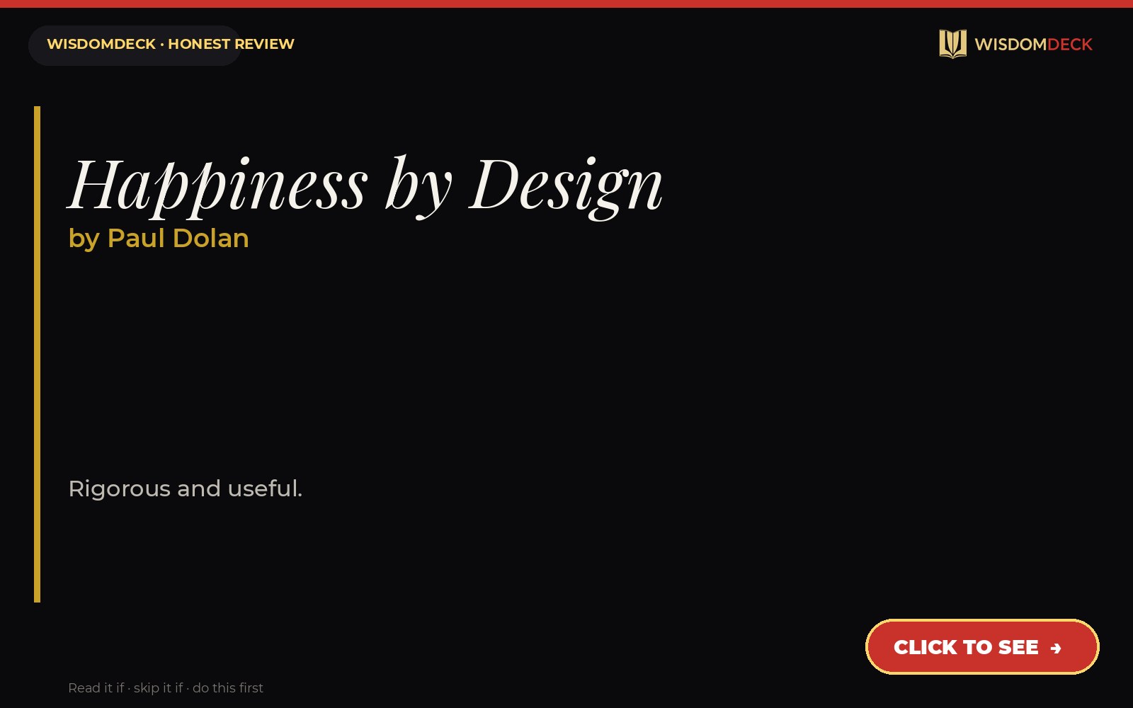 Happiness by Design by Paul Dolan — WisdomDeck review
