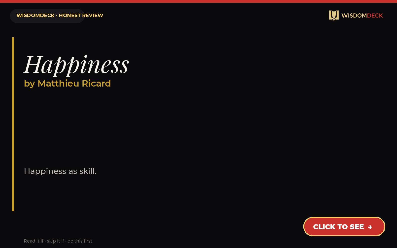 Happiness by Matthieu Ricard — WisdomDeck review