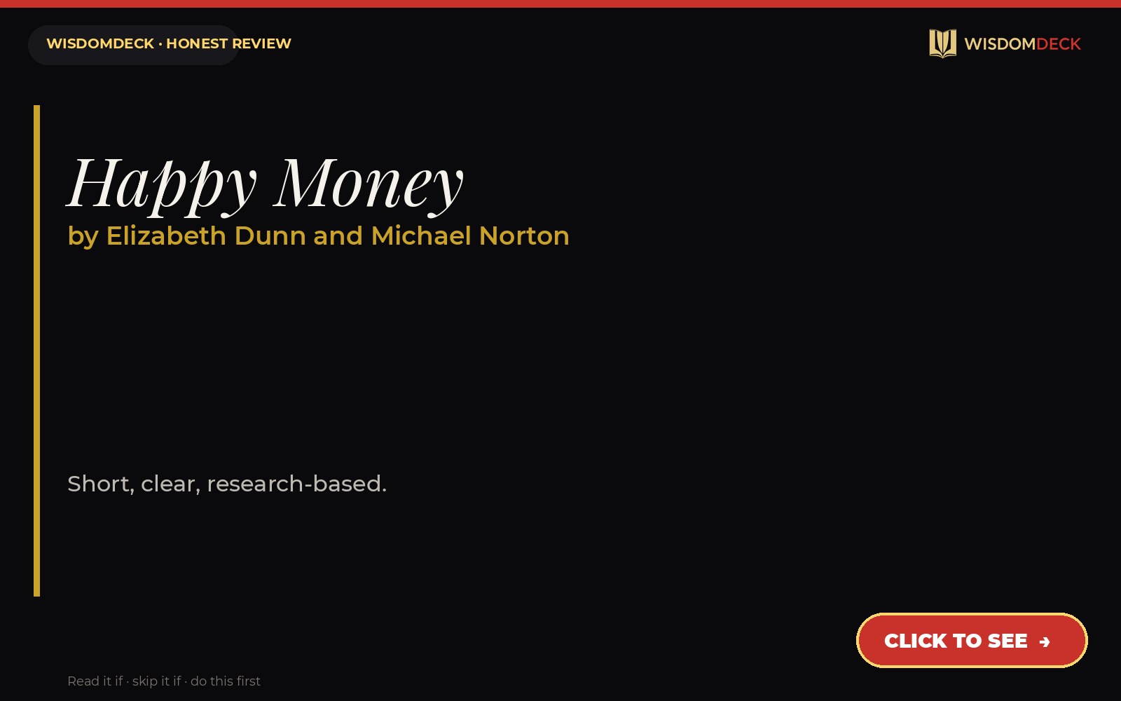 Happy Money by Elizabeth Dunn and Michael Norton — WisdomDeck review