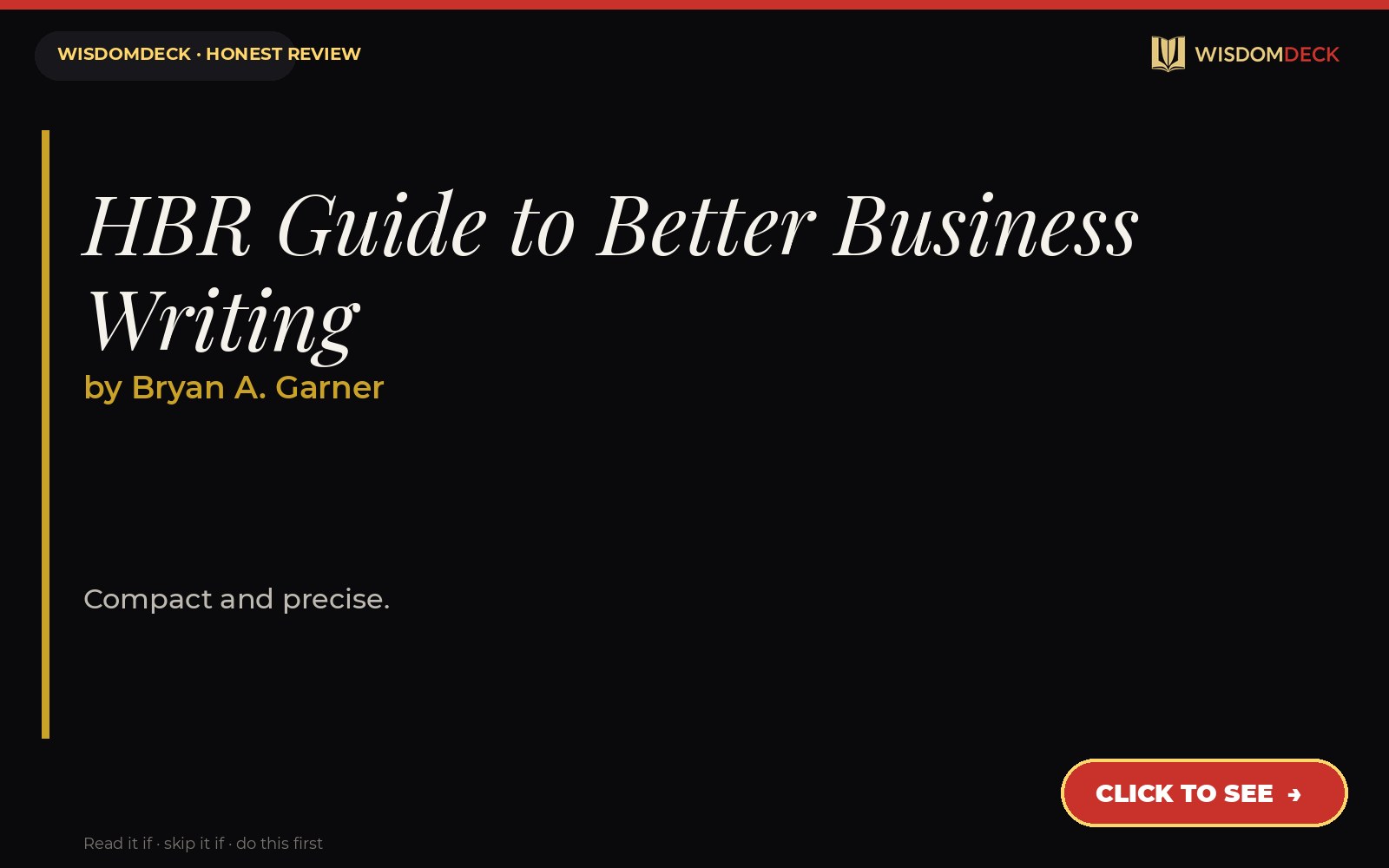 HBR Guide to Better Business Writing by Bryan A. Garner — WisdomDeck review