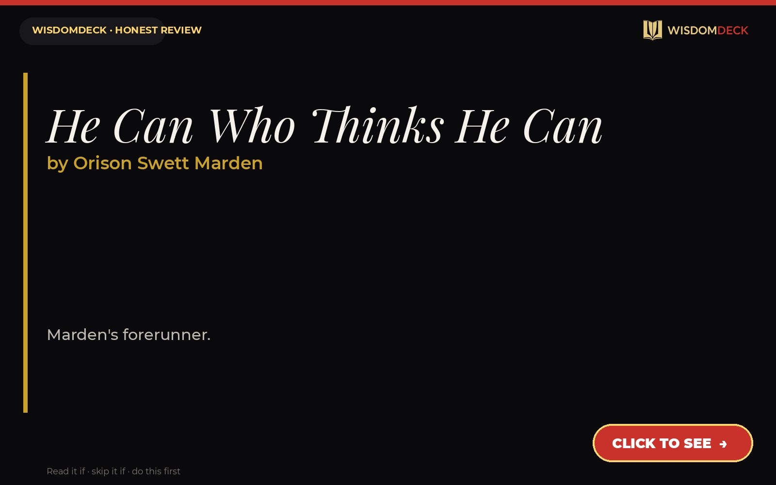 He Can Who Thinks He Can by Orison Swett Marden — WisdomDeck review